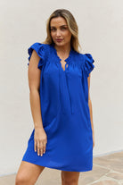 And The Why Ruffle Sleeve Smocked Detail Mini Dress And The Why