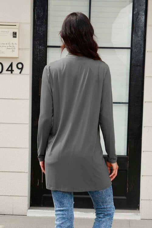 Basic Bae Full Size Open Front Long Sleeve Cardigan with Pockets Trendsi
