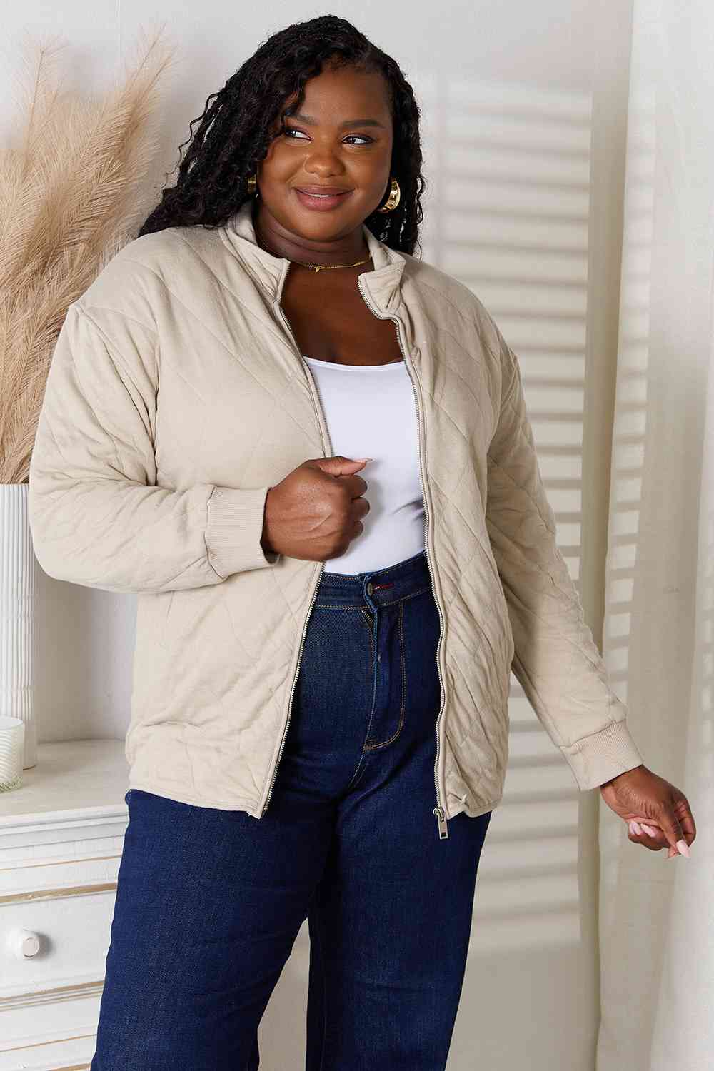 Heimish Full Size Zip-Up Jacket with Pockets Trendsi