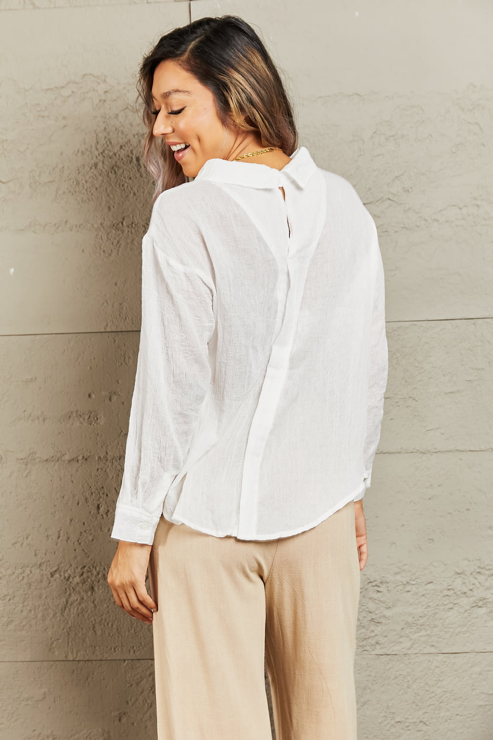 Petal Dew Take Me Out Lightweight Button Down Top Trendsi