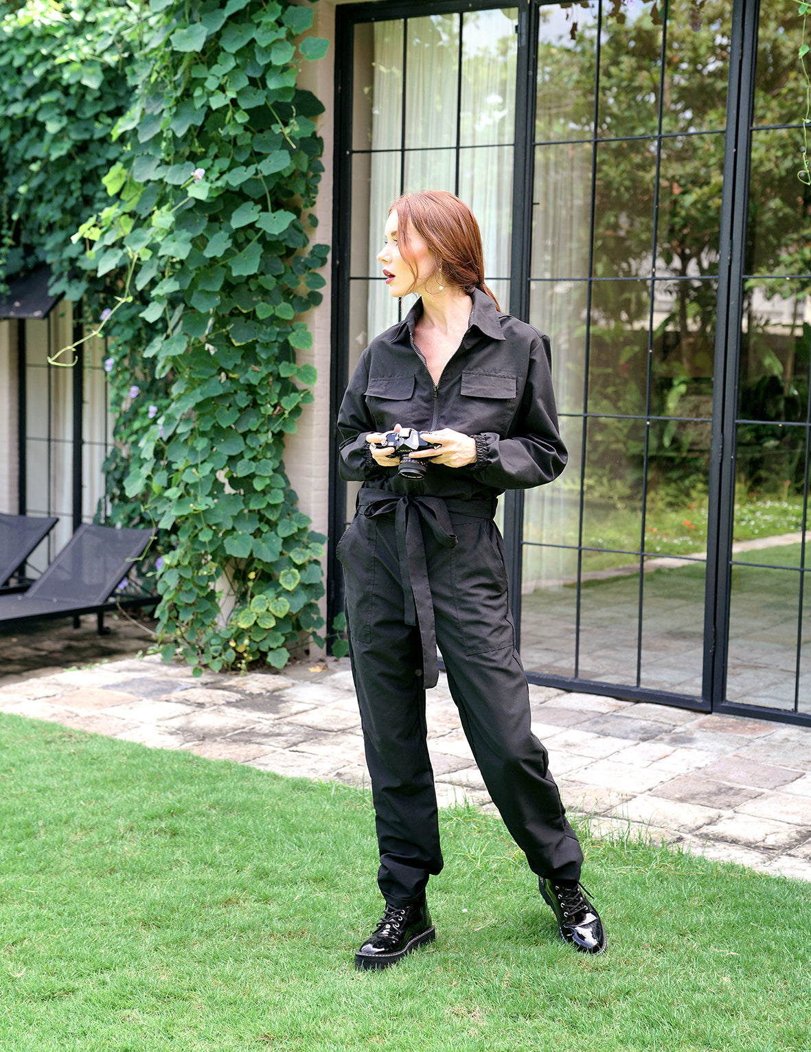Amelia Recycled Travel Jumpsuit, in Black The Groovalution