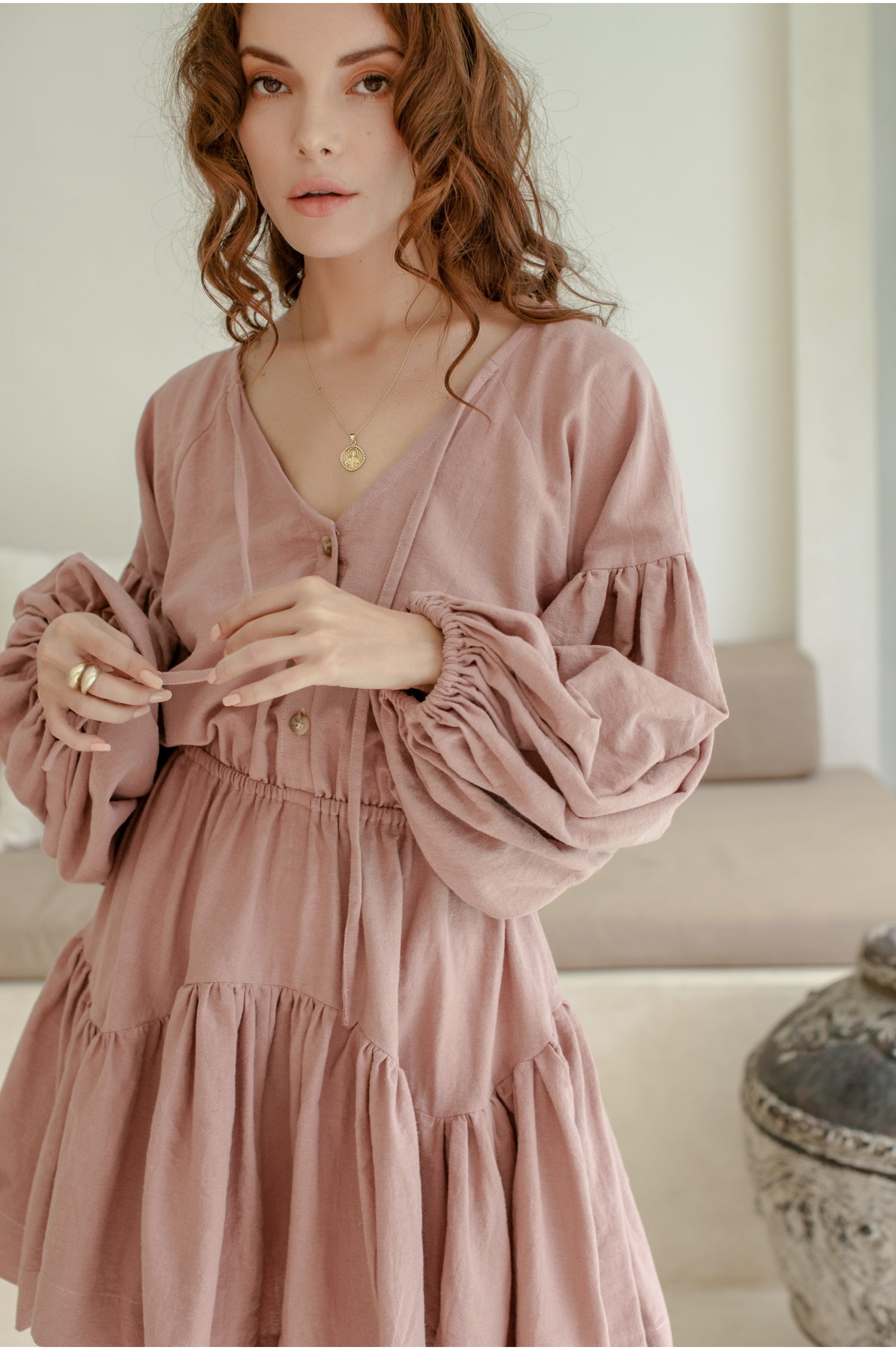Alessandra Balloon Sleeve Mini Dress (Sale) ELF