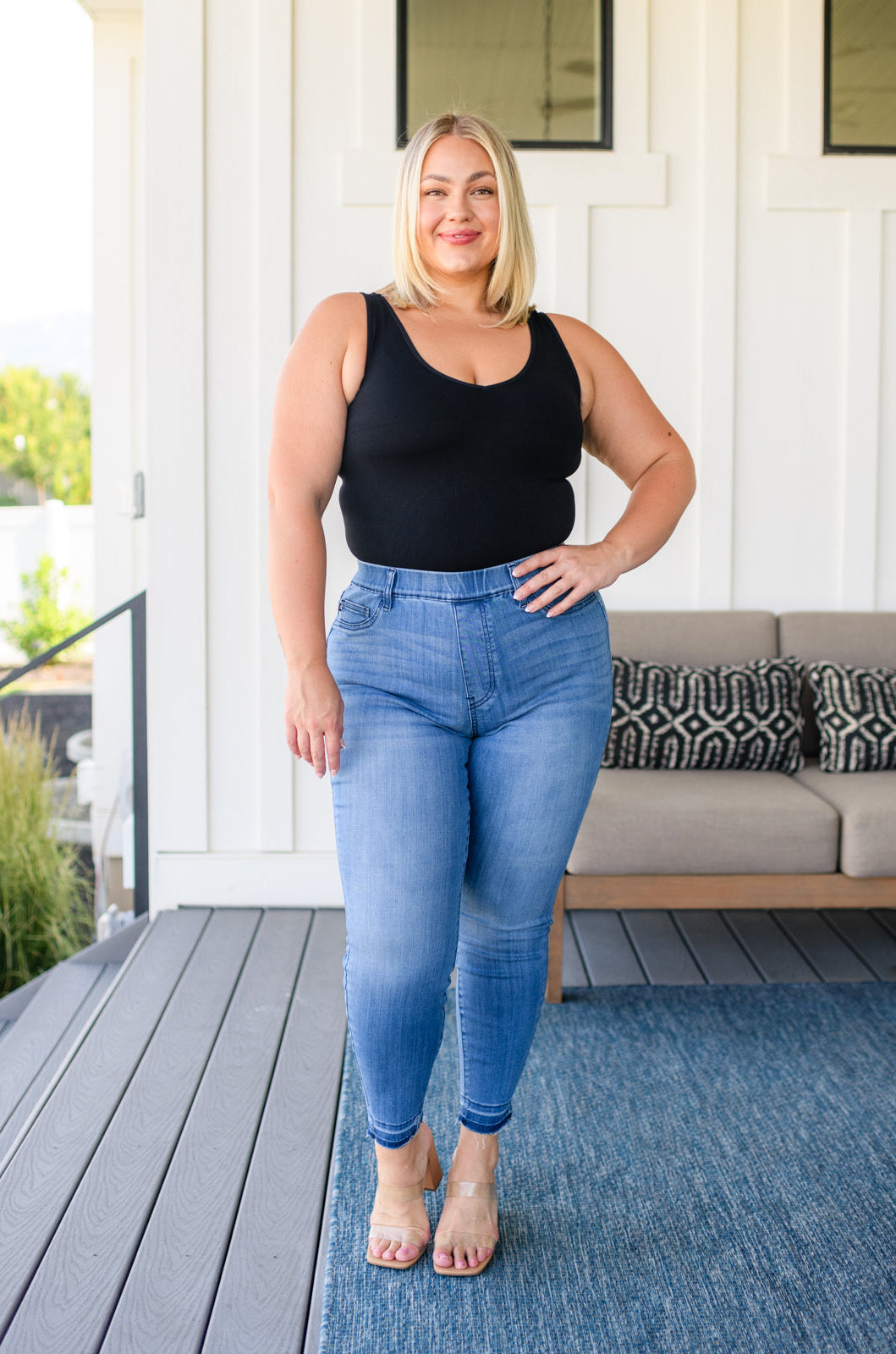 Amanda High Rise Pull on Release Hem Skinny Jeans Ave Shops