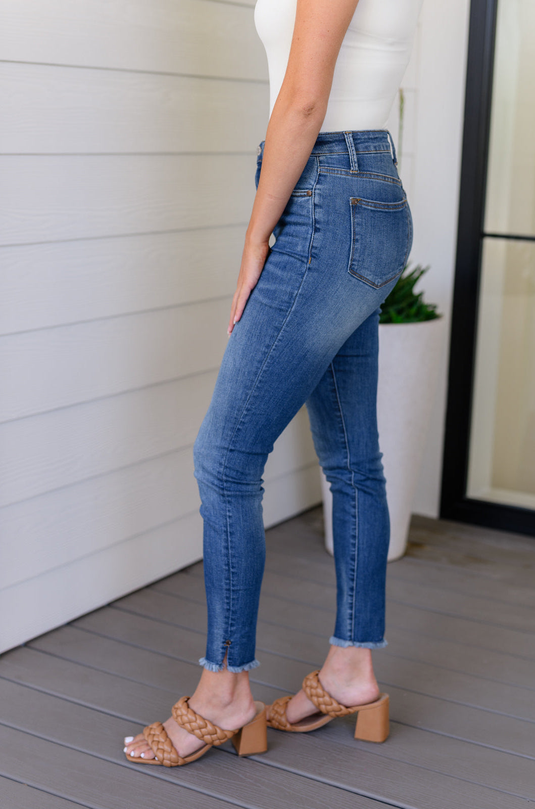 Amy High Rise Control Top Side Slit Skinny Jeans Ave Shops