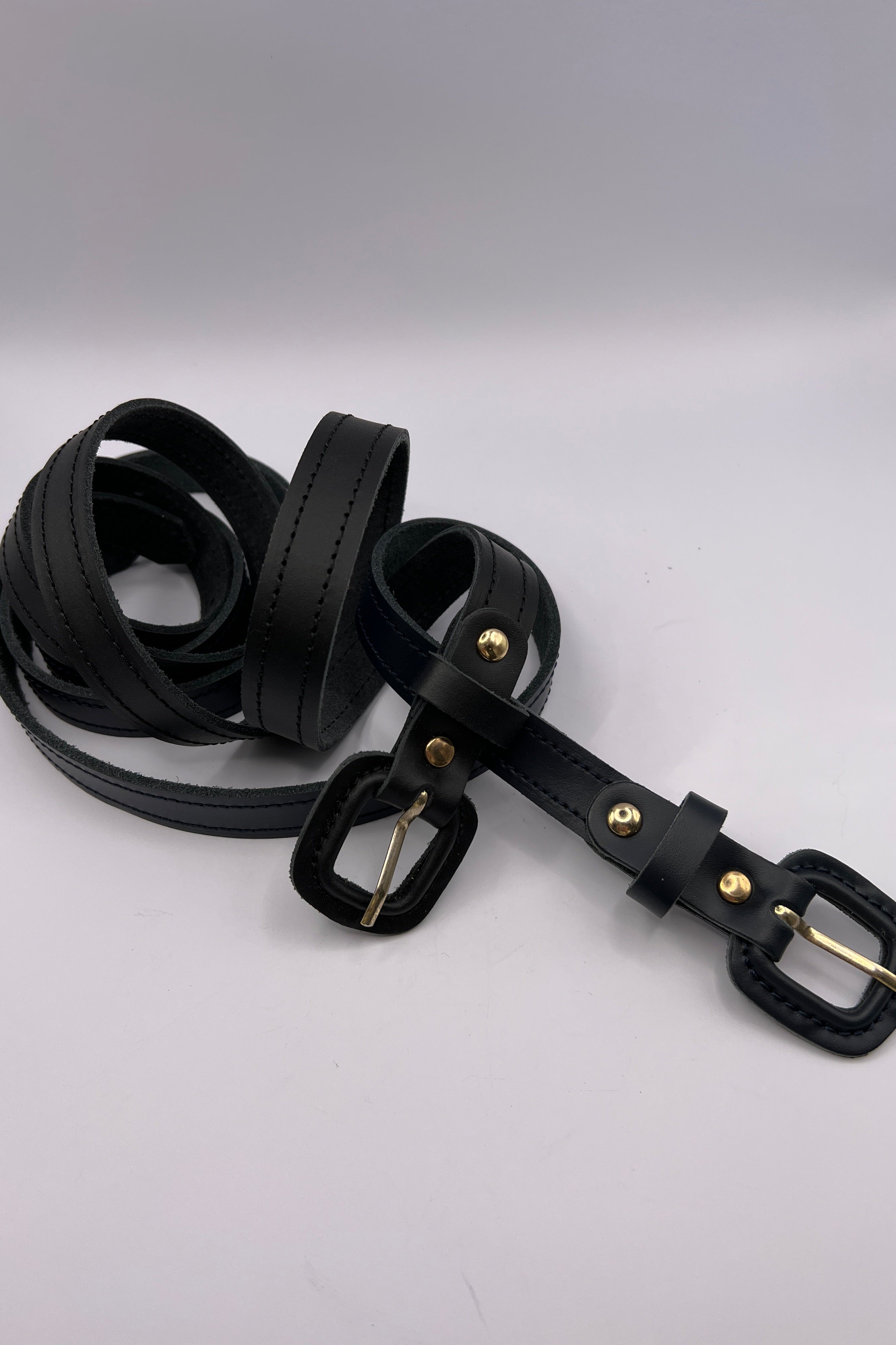 Finest Black and Marine Belt with Gold Adornment (pack of 2) BLONDISH