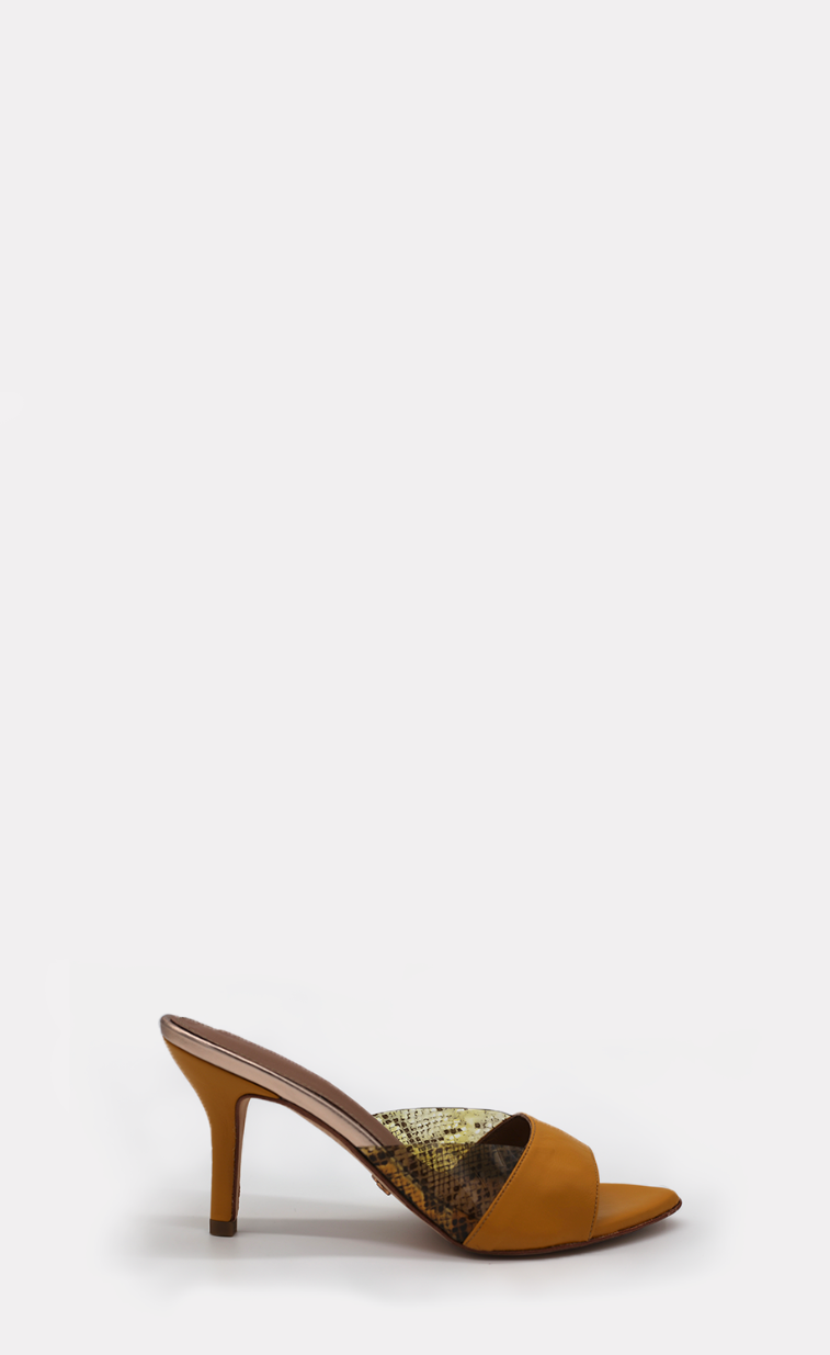 Blondish Berta Mustard Mules Sandals for Women BLONDISH