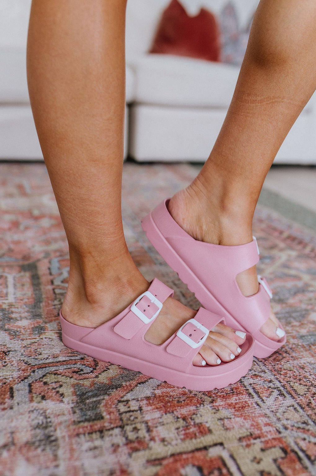 Boardwalk EVA Double Strap Platform Sandals in Rose |   |  Casual Chic Boutique