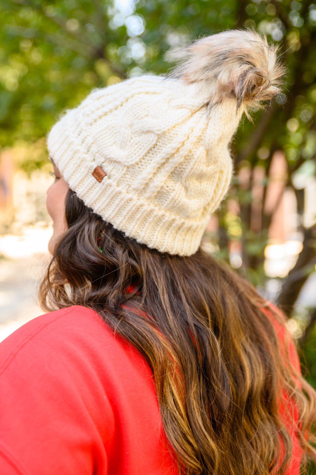 Cable Knit Cuffed Beanie In Ivory Ave Shops