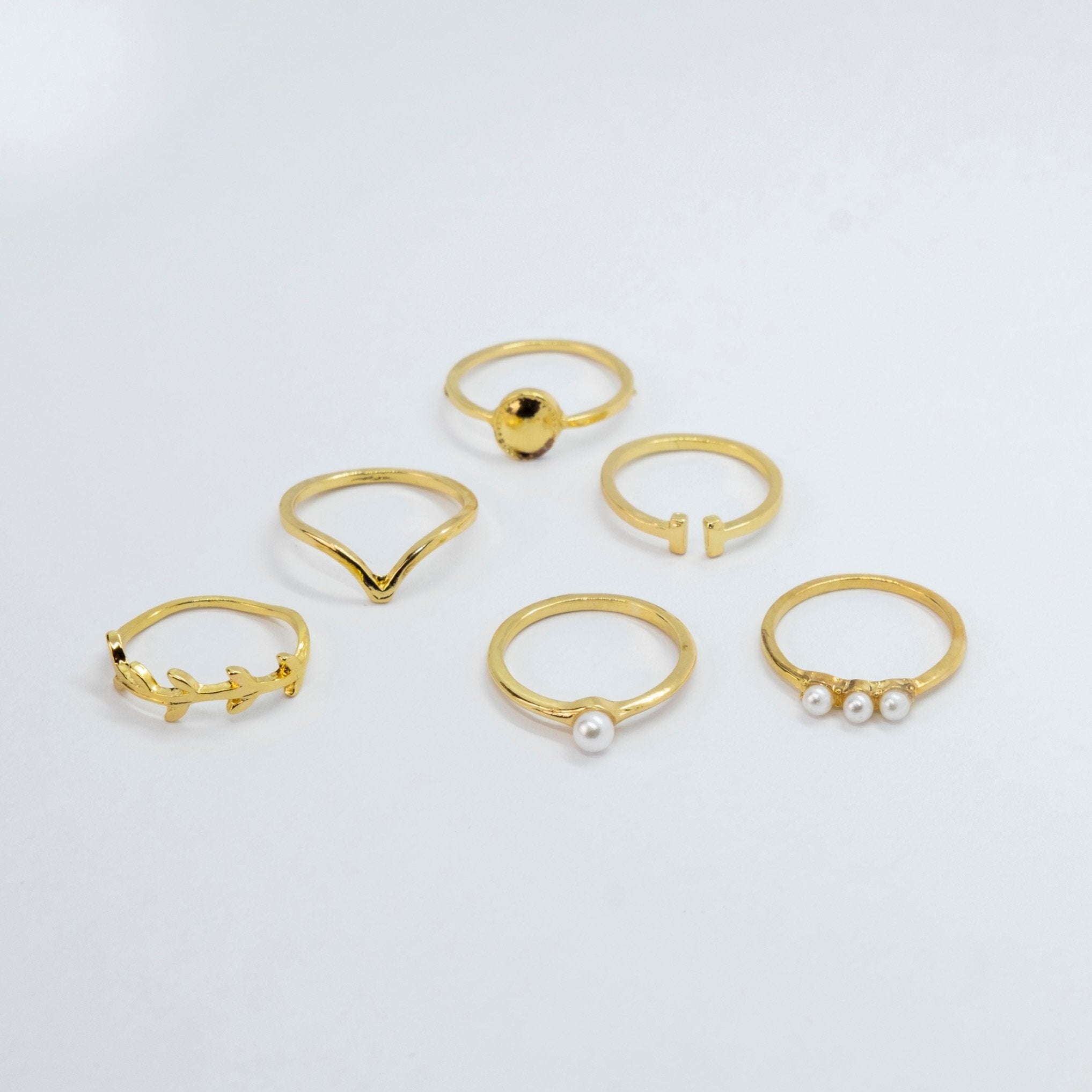6 Piece Gold Plated Oxidised Bohemian Vintage Tribal Stacking Retro Ring Set The Colourful Aura