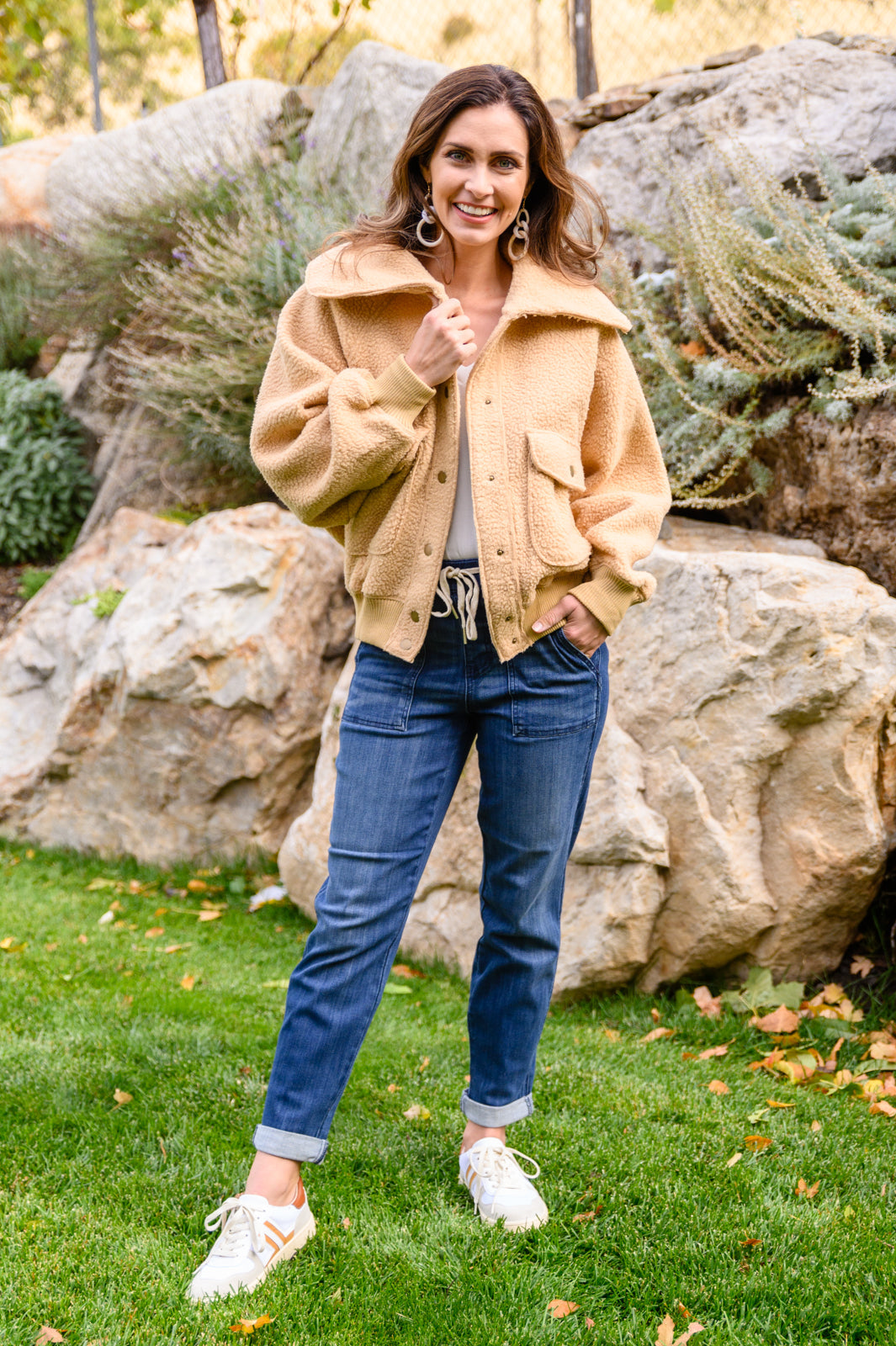 Don't Stress Oversized Collar Sherpa Jacket In Taupe Ave Shops