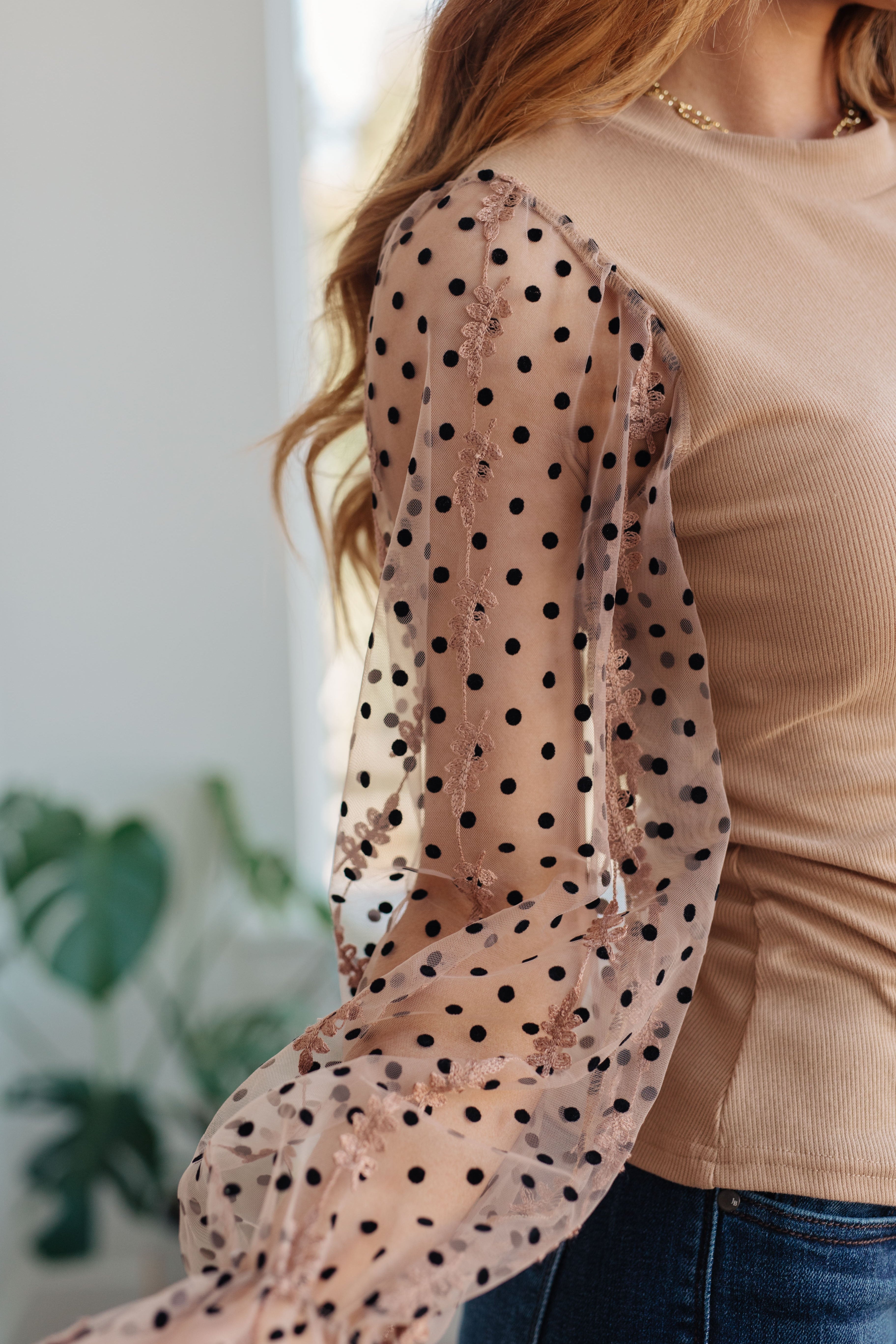 Dots on My Sleeves Blouse Ave Shops