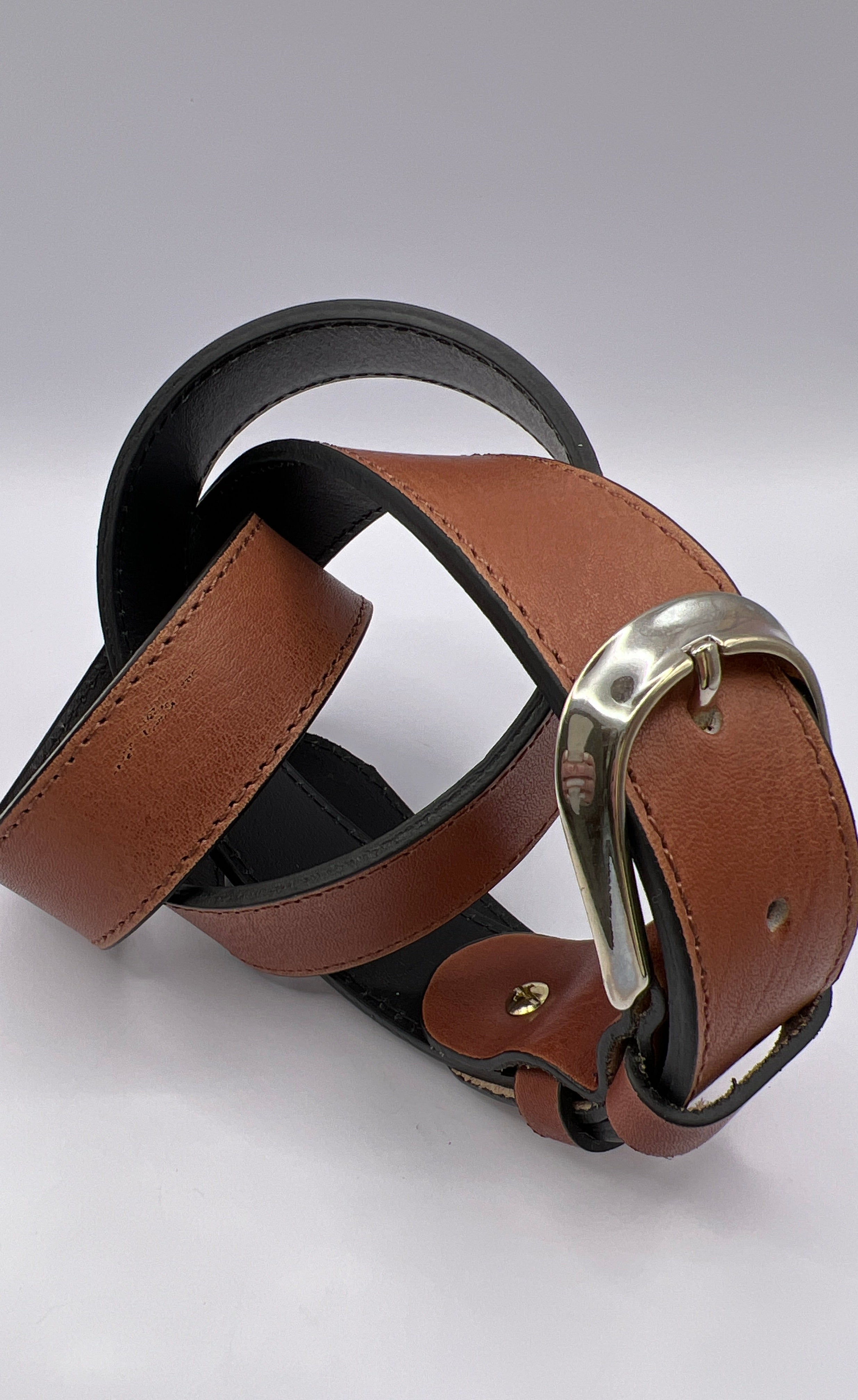 Blondish Brown Handmade Leather Belt with Silver Adornment for Women BLONDISH