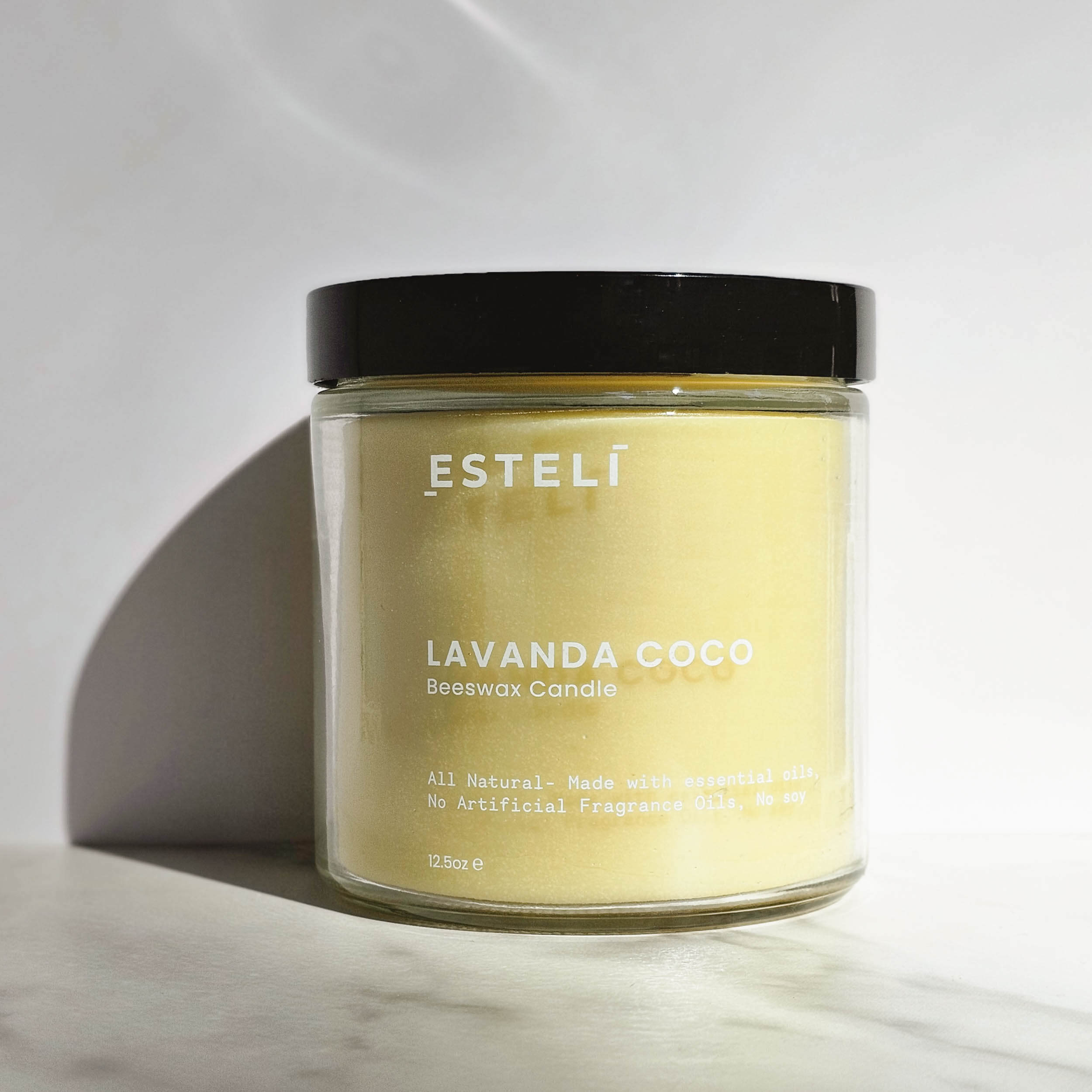 Lavanda Coco Essential Oil Organic Beeswax Candle Esteli