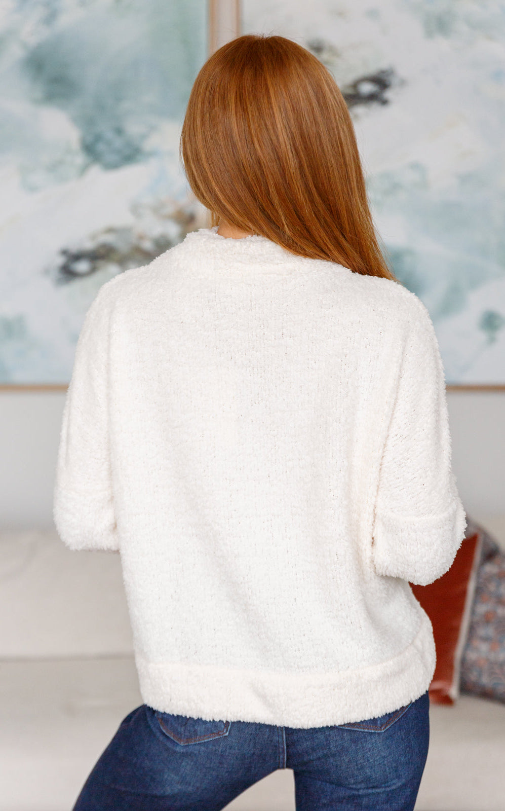 Expecting Snow Mock Neck Boucle Sweater Ave Shops