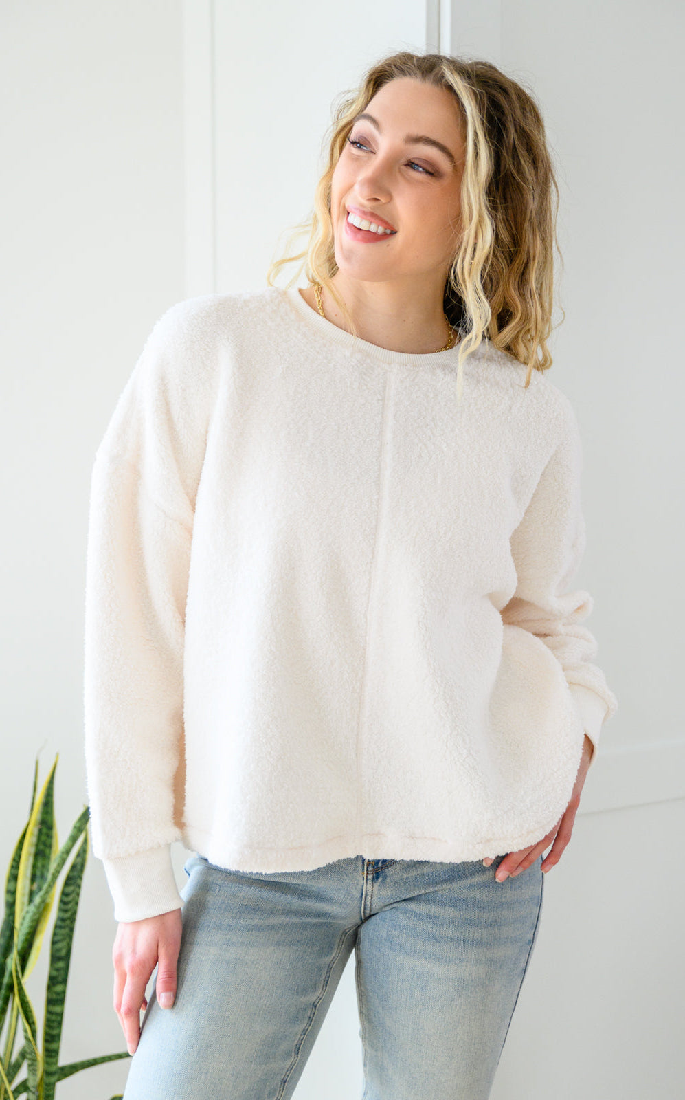 Fuzzy Cuddles Sweater in Off White Ave Shops