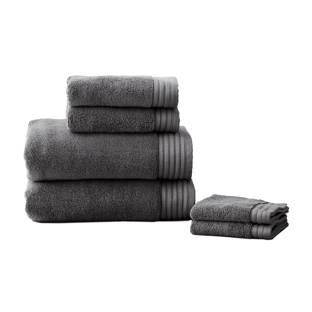 Egyptian Cotton Bath Towel Set of 6 - Dark Grey beddingbag.com