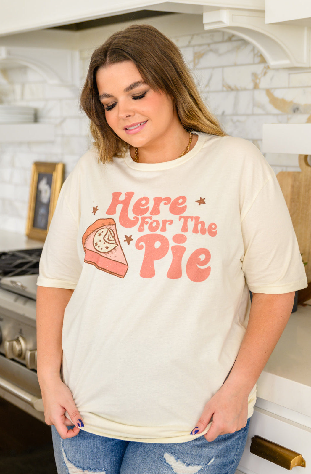 Here For The Pie Graphic T-Shirt In Cream Ave Shops