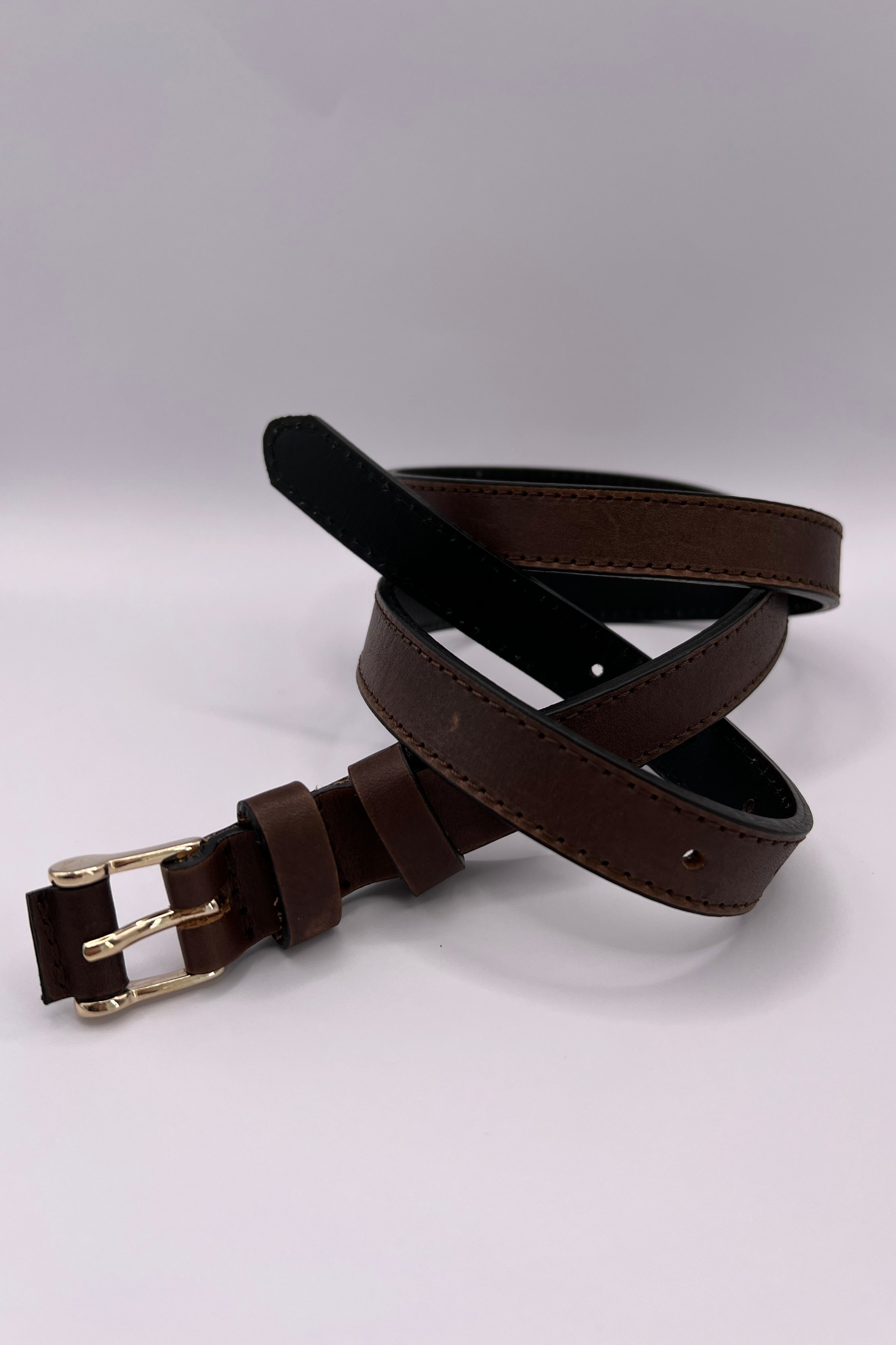 Brown Belt Double Loop with Gold Adornment BLONDISH
