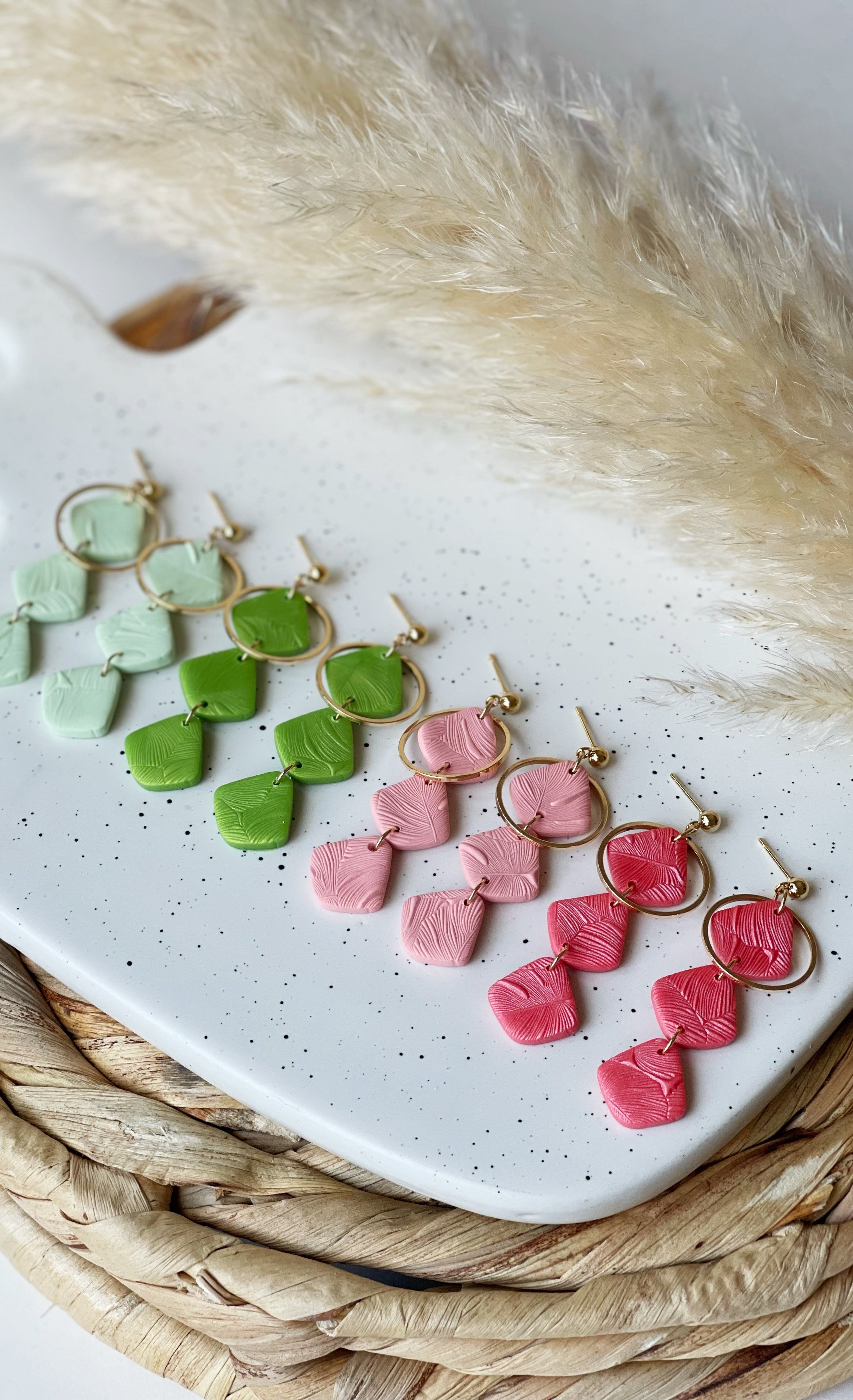 Clay Earrings | Colorful Triple Dangles Kush Life Designs