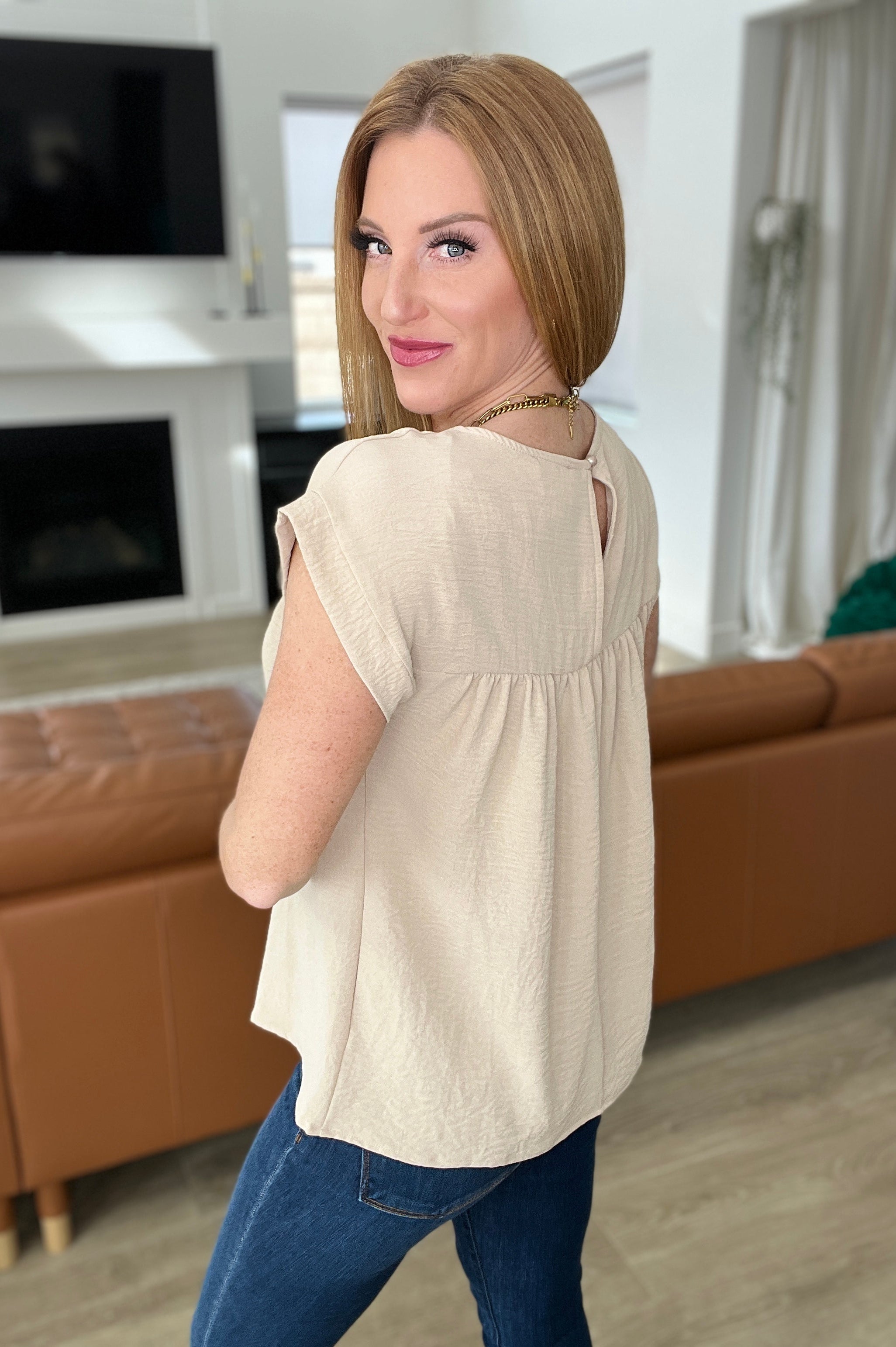 Airflow Babydoll Top in Taupe Ave Shops
