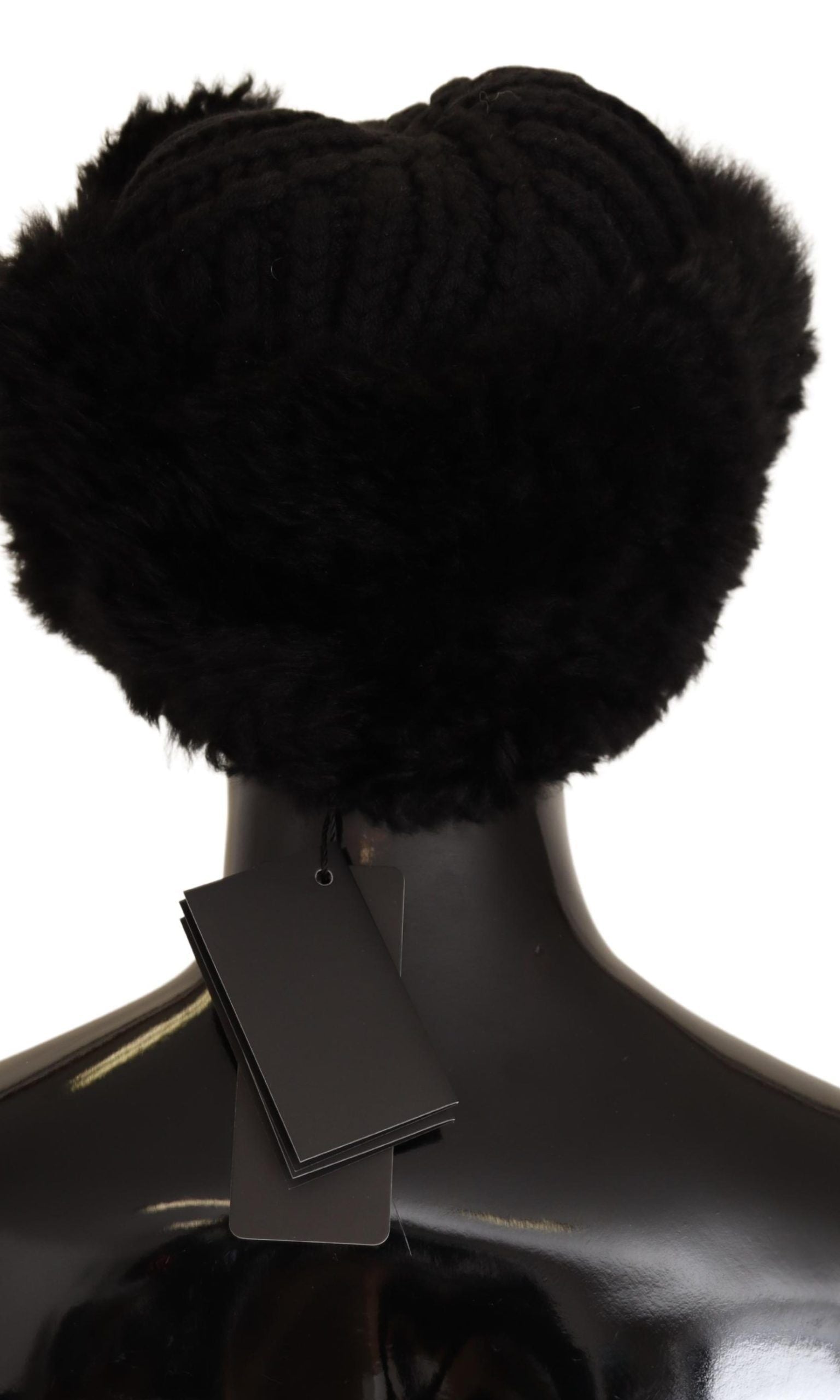 Dolce & Gabbana Black Cashmere Fur Women Beanie Women Hat GENUINE AUTHENTIC BRAND LLC