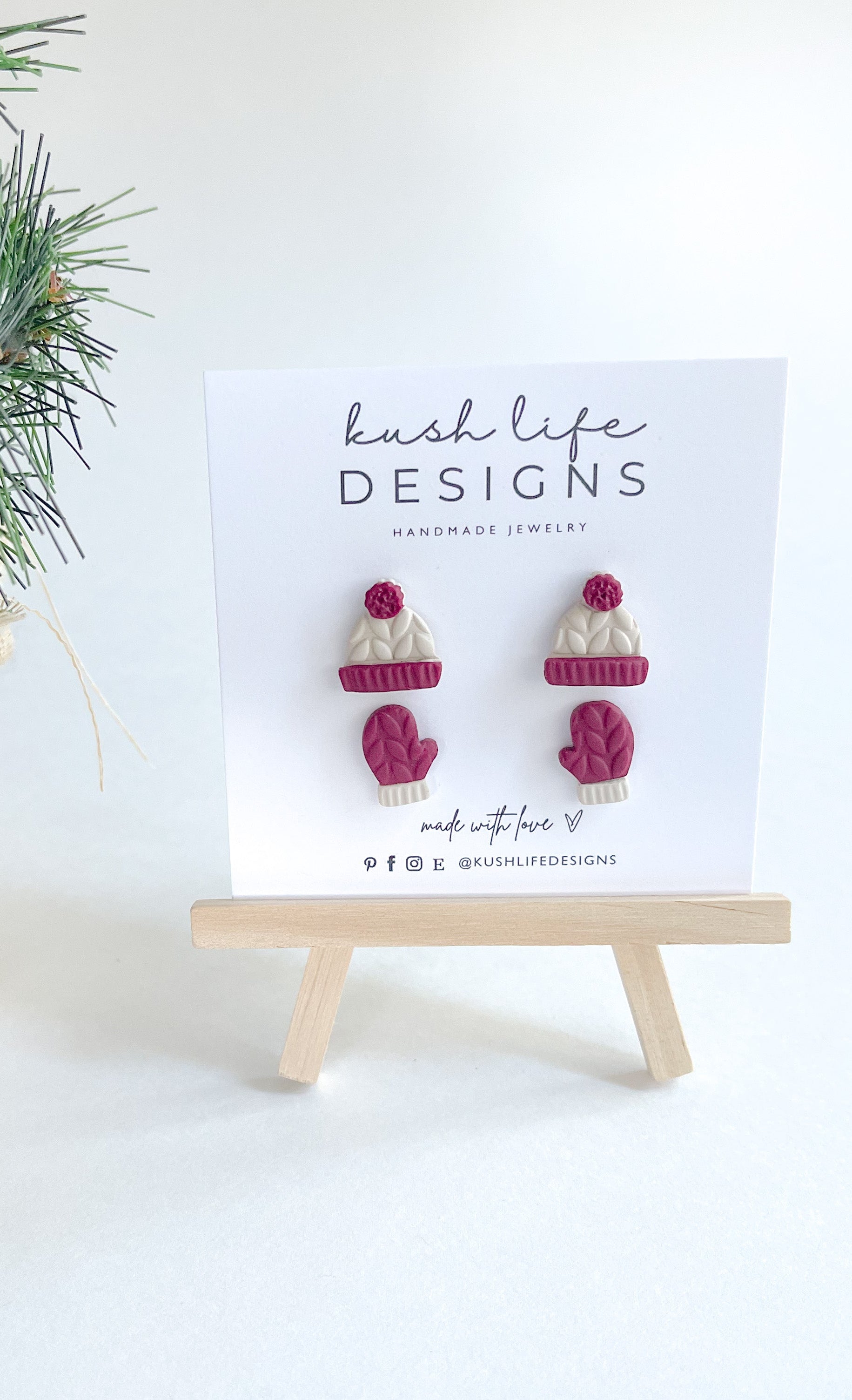 Clay Earrings | Beanie + Mittens Double Stud Pack Kush Life Designs