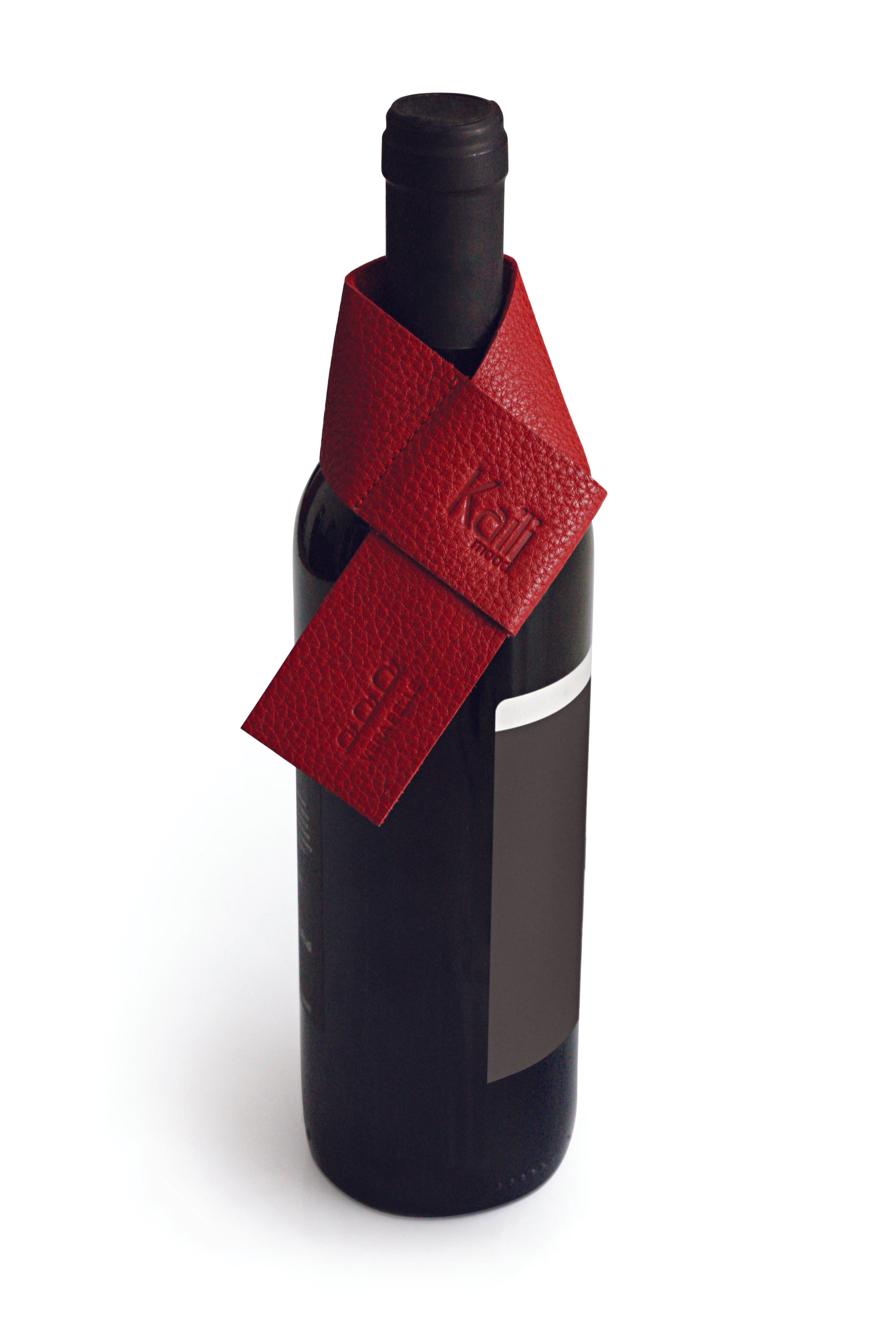 K0010VB | Salvagoccia per Bottiglia Made in Italy in Vera Pelle pieno fiore, grana dollaro - Colore Rosso. Dimensioni: cm 27 x 4 x 0,5.  Confezione: Gift Box rigido fondo/coperchio Kailimood.store
