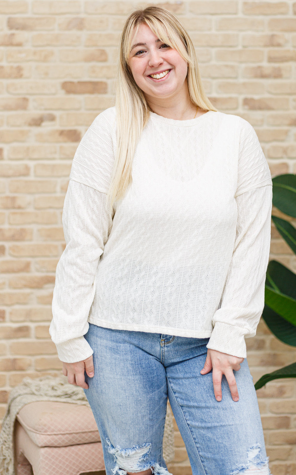 Keep Me Here Knit Sweater in Cream Ave Shops