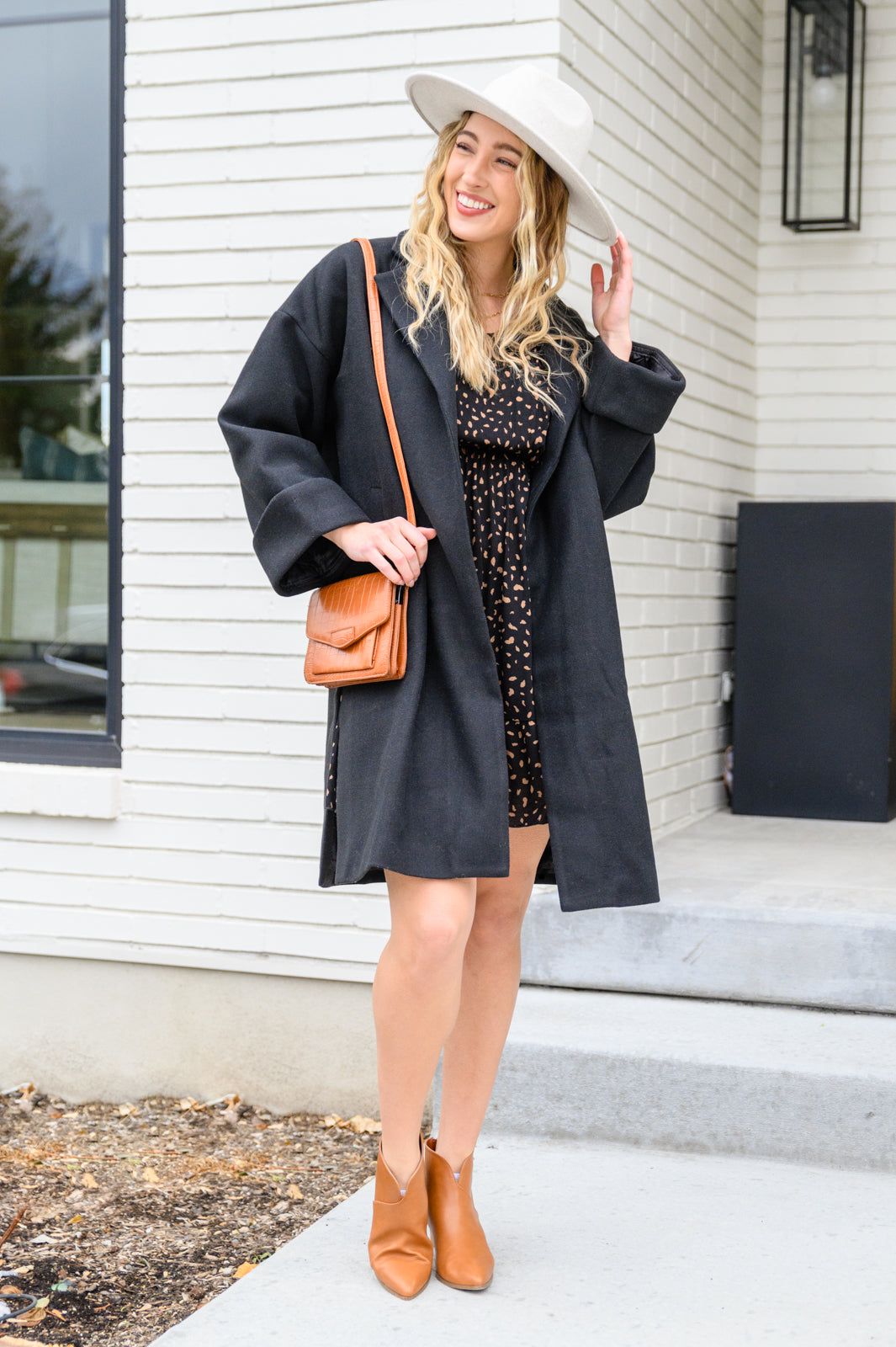 Make Your Happiness Long Sleeve Dress in Black Ave Shops