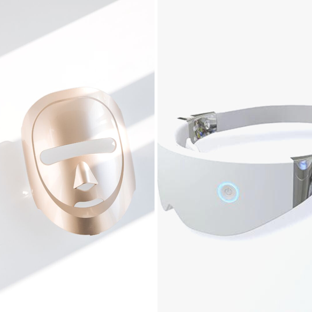 K-Beauty Bundle: Eco Face Platinum LED Mask (Gold) + Eye Care Solution LED Mask (Silver) ECO FACE PLATINUM