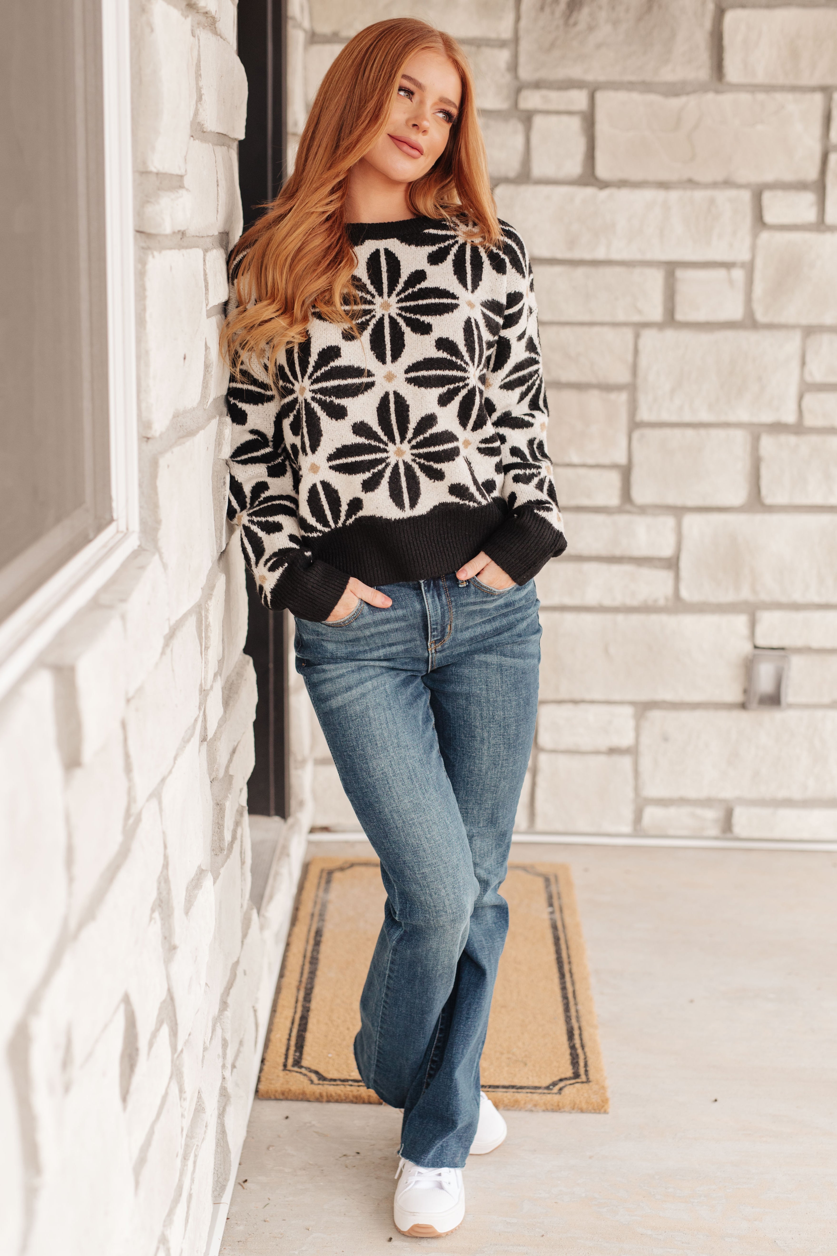 Mid Mod Floral Sweater Ave Shops