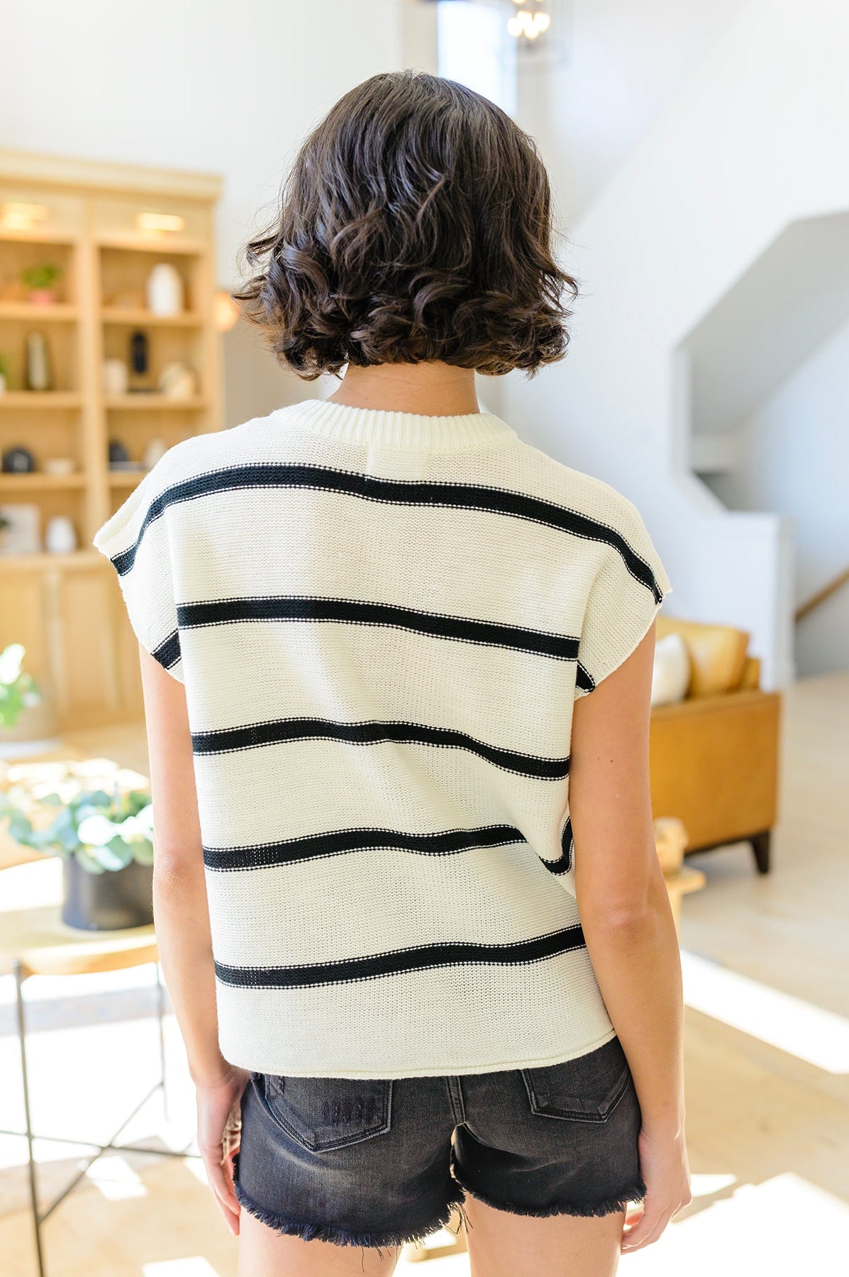 More or Less Striped Sleeveless Sweater Ave Shops