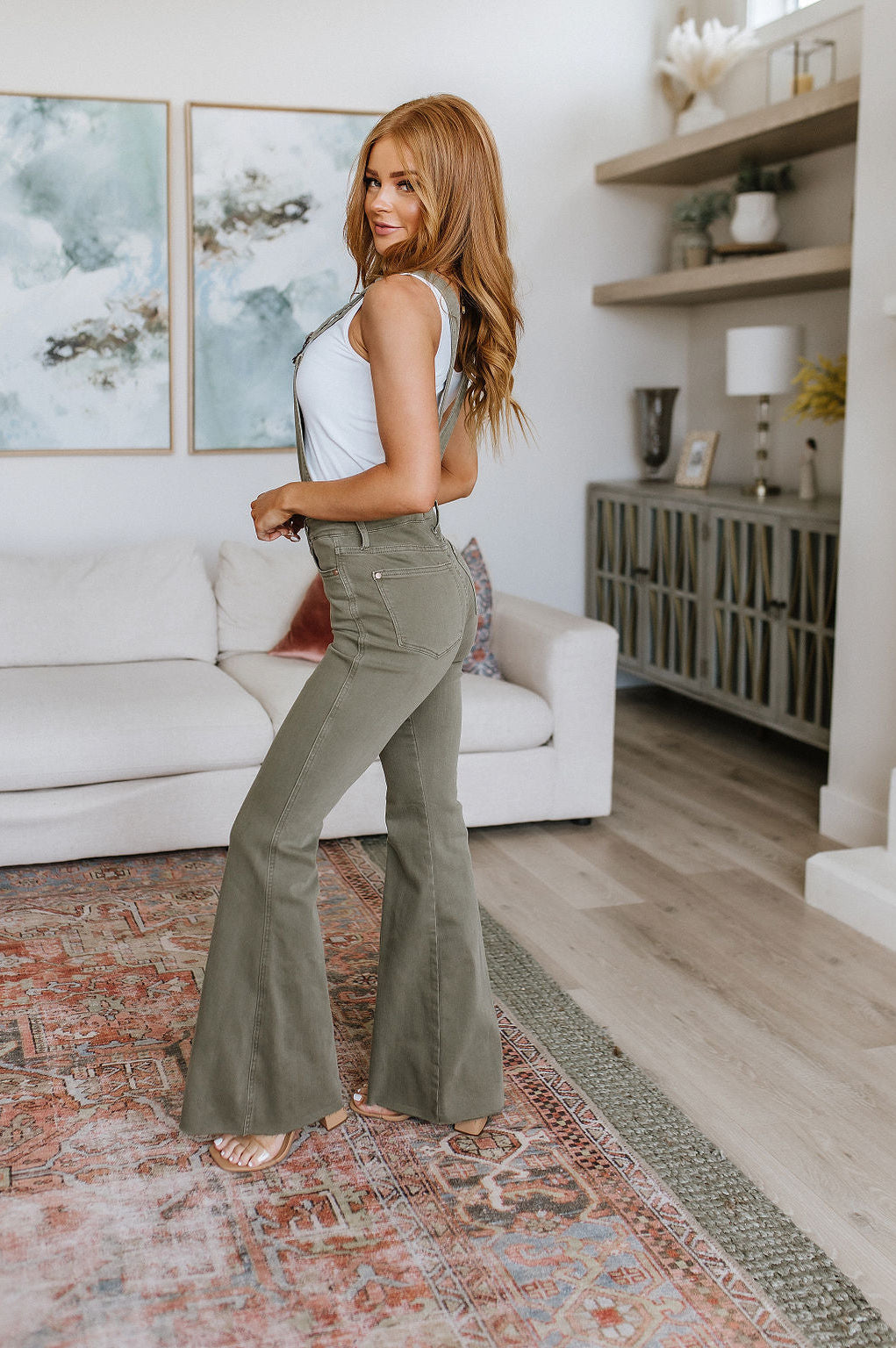Olivia Control Top Release Hem Overalls in Olive |   |  Casual Chic Boutique