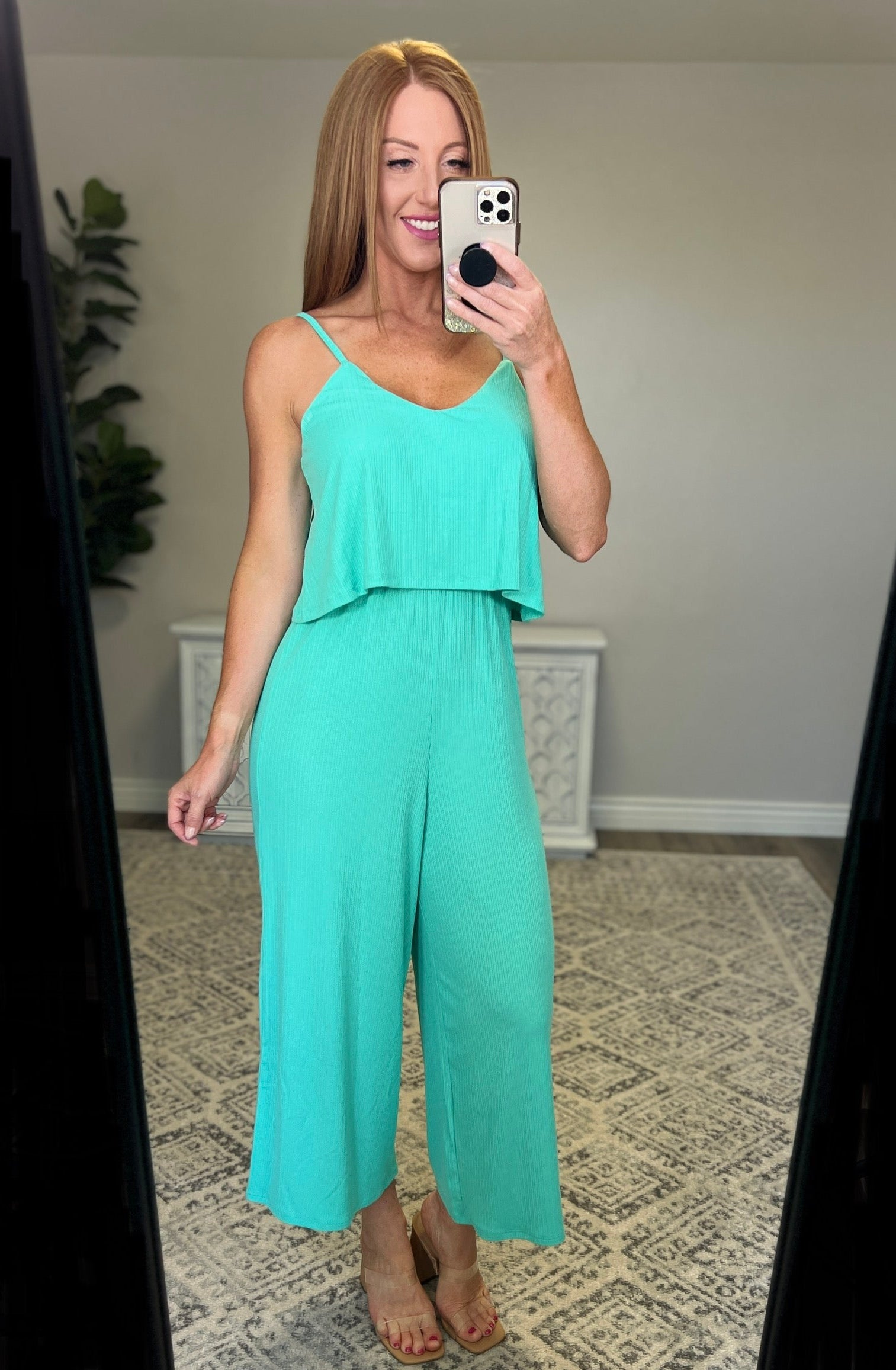 Ribbed Double Layer Jumpsuit in Mint Ave Shops