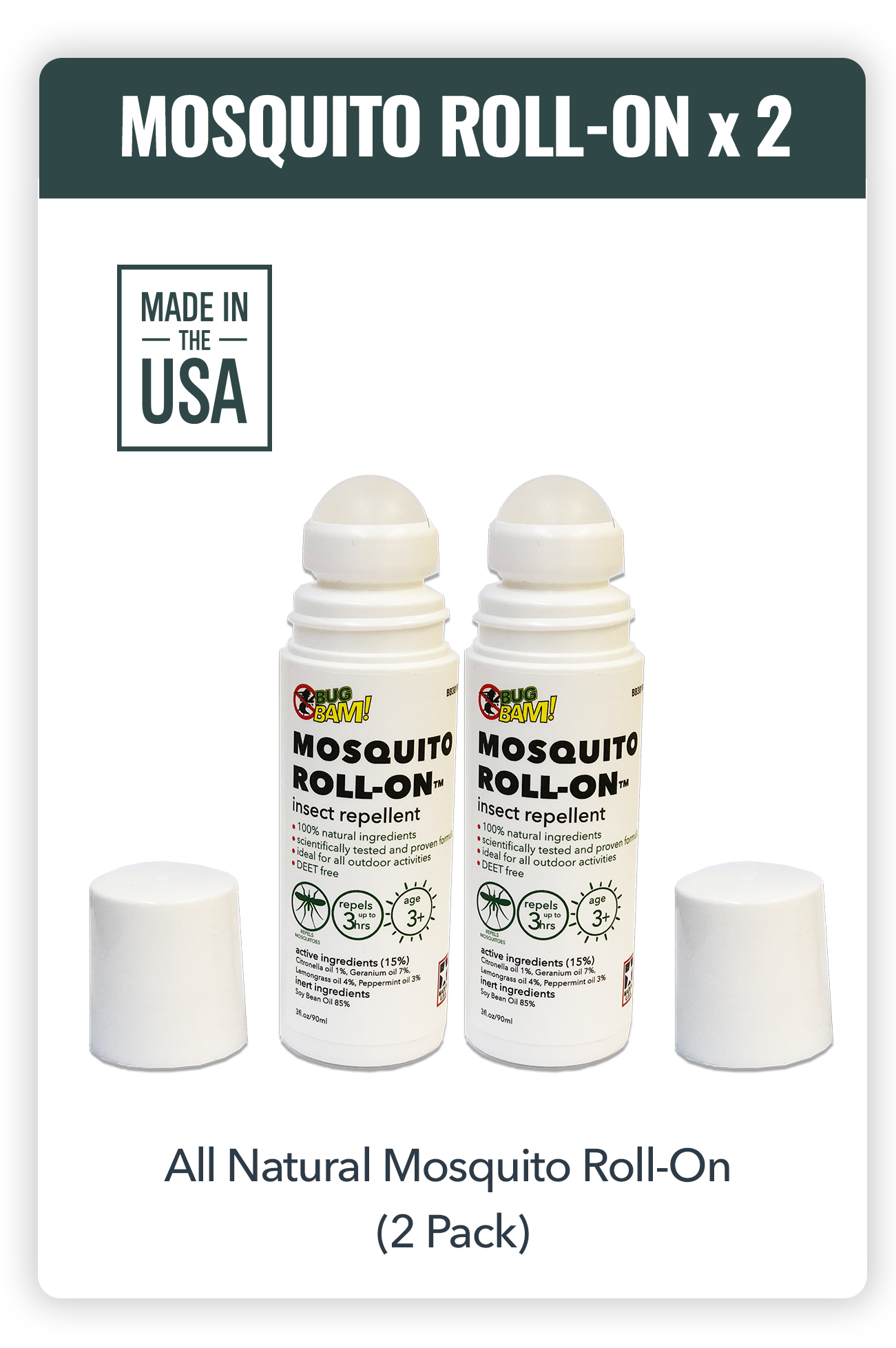2-Pack All Natural Mosquito Roll-On™ Bug Bam