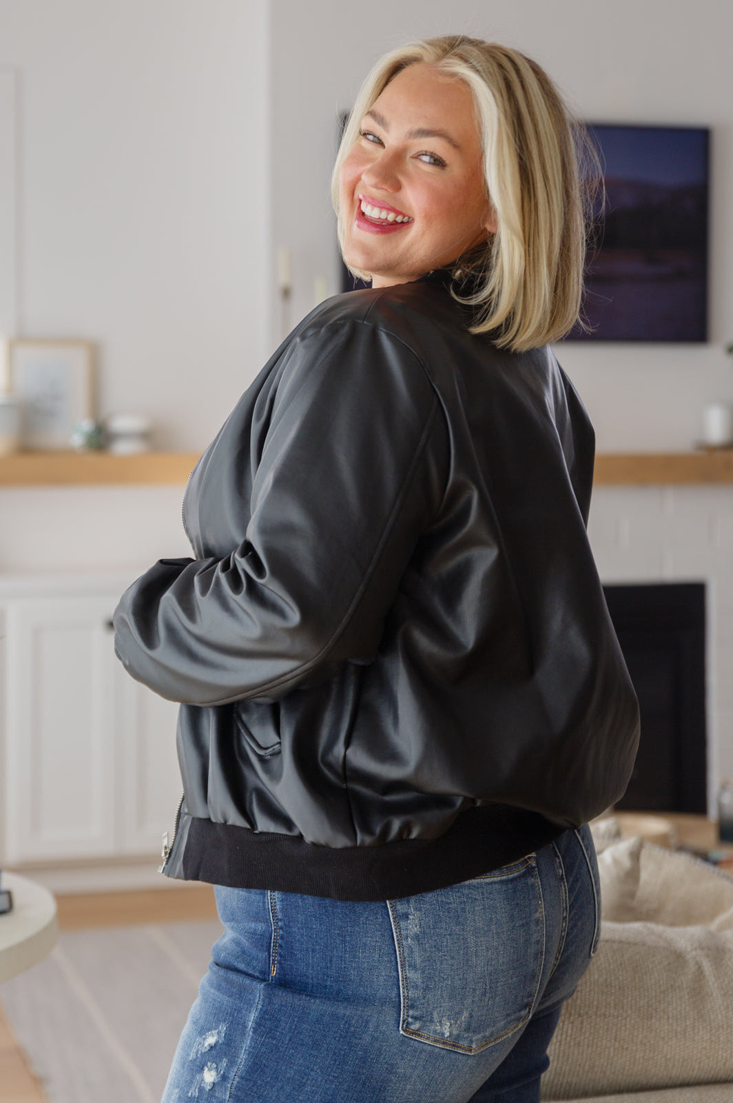 This Is It Faux Leather Bomber Jacket In Black Ave Shops