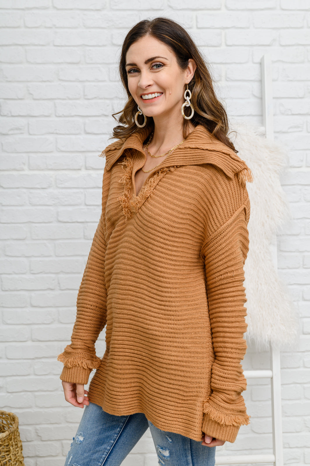 Travel Far & Wide Sweater in Taupe Ave Shops