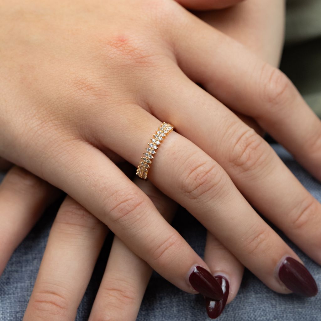 Adjustable Round Rose Gold Elegant Zircon Geometric Stackable Ring The Colourful Aura