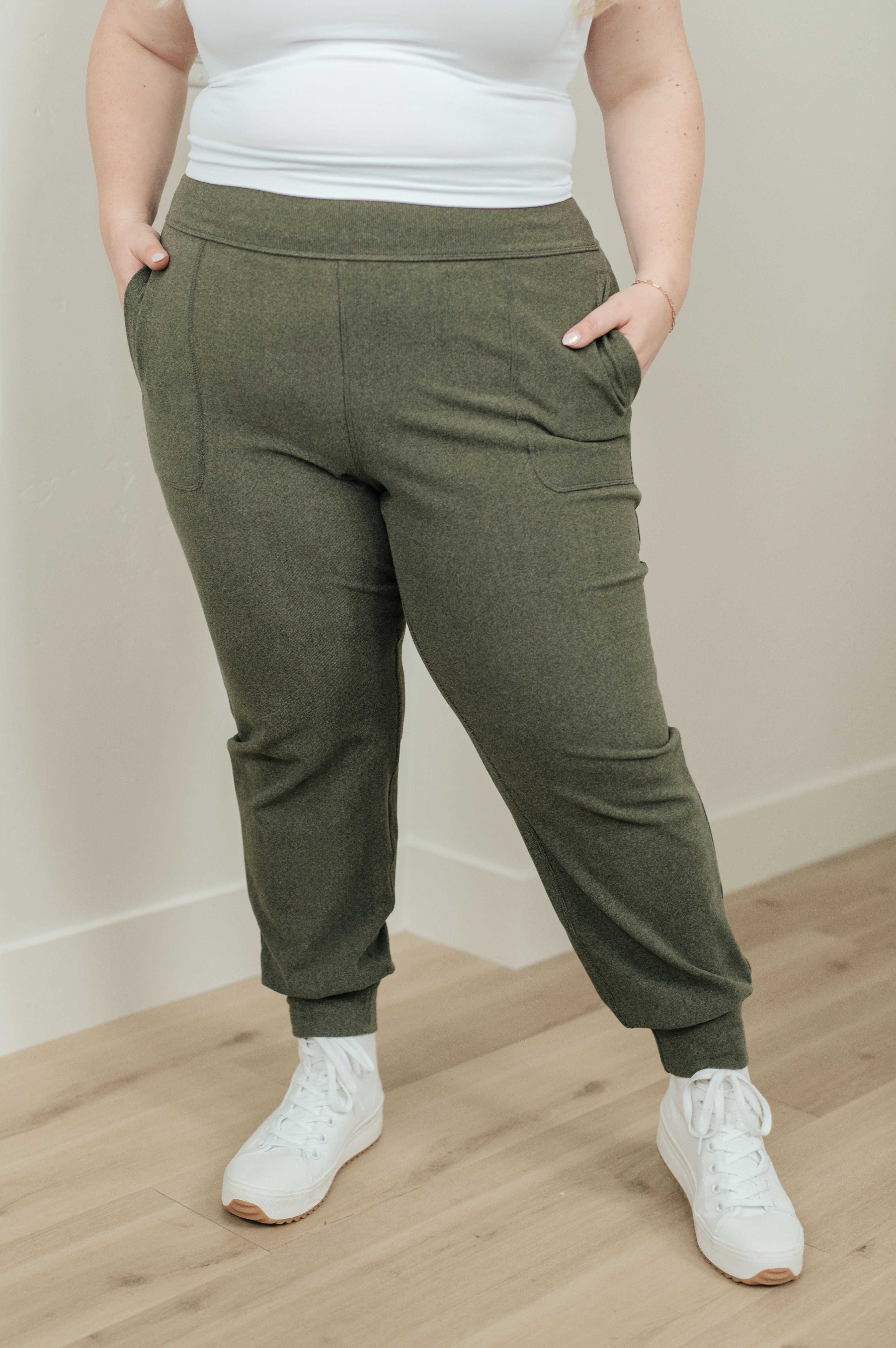 Where Are You High Rise Joggers in Olive Ave Shops