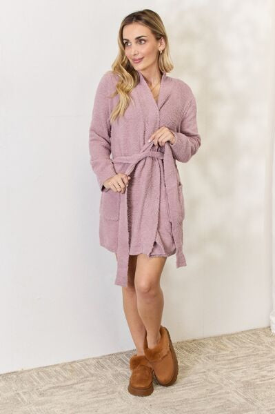 Hailey & Co Tie Front Long Sleeve Robe Trendsi