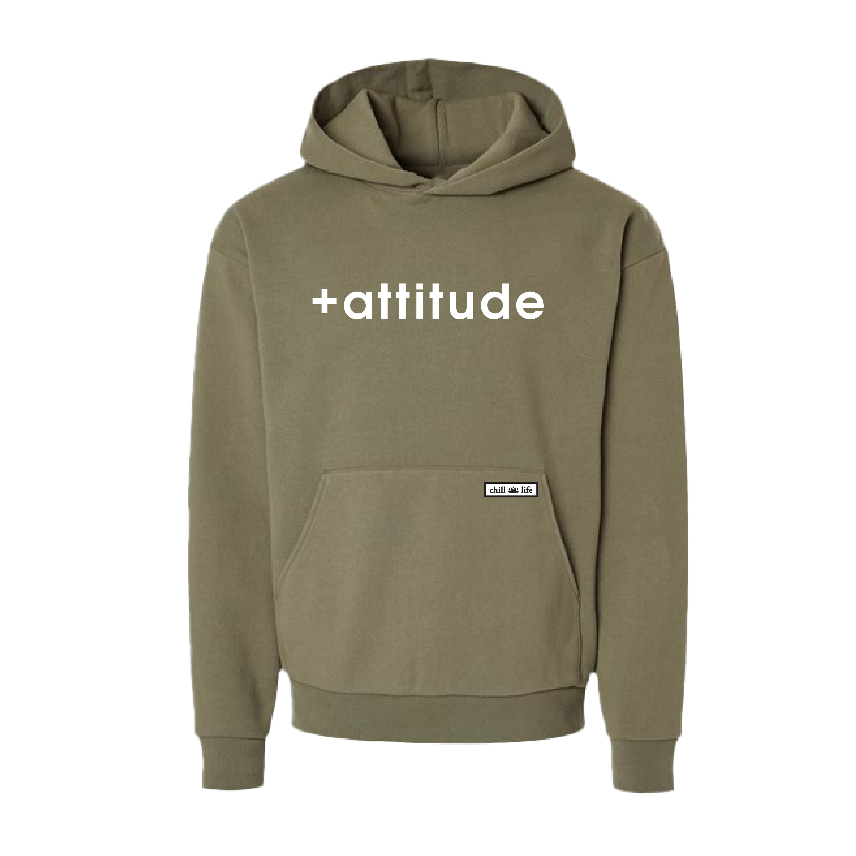 +attitude Hoodie - Olive chill life style