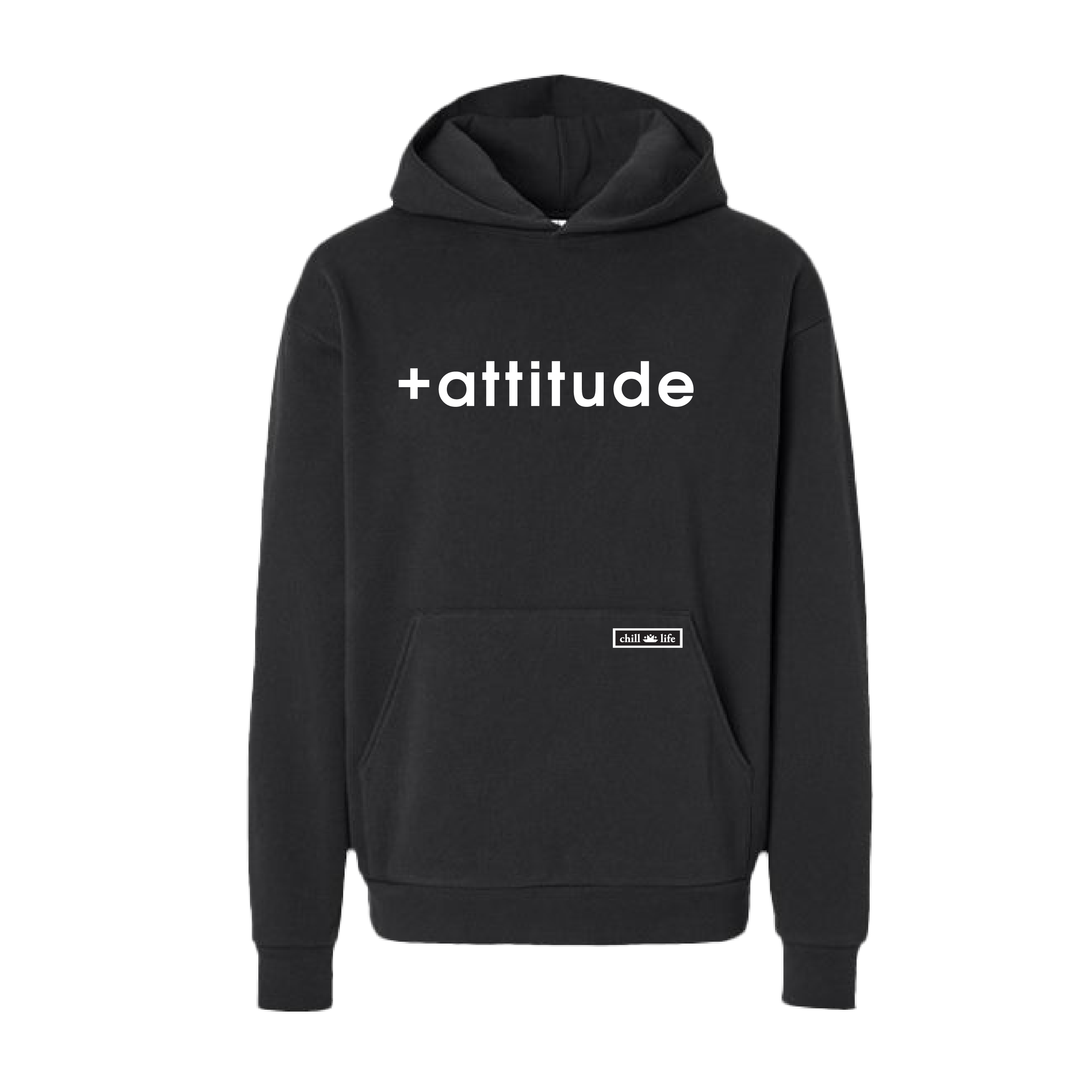 +attitude Hoodie - Black chill life style