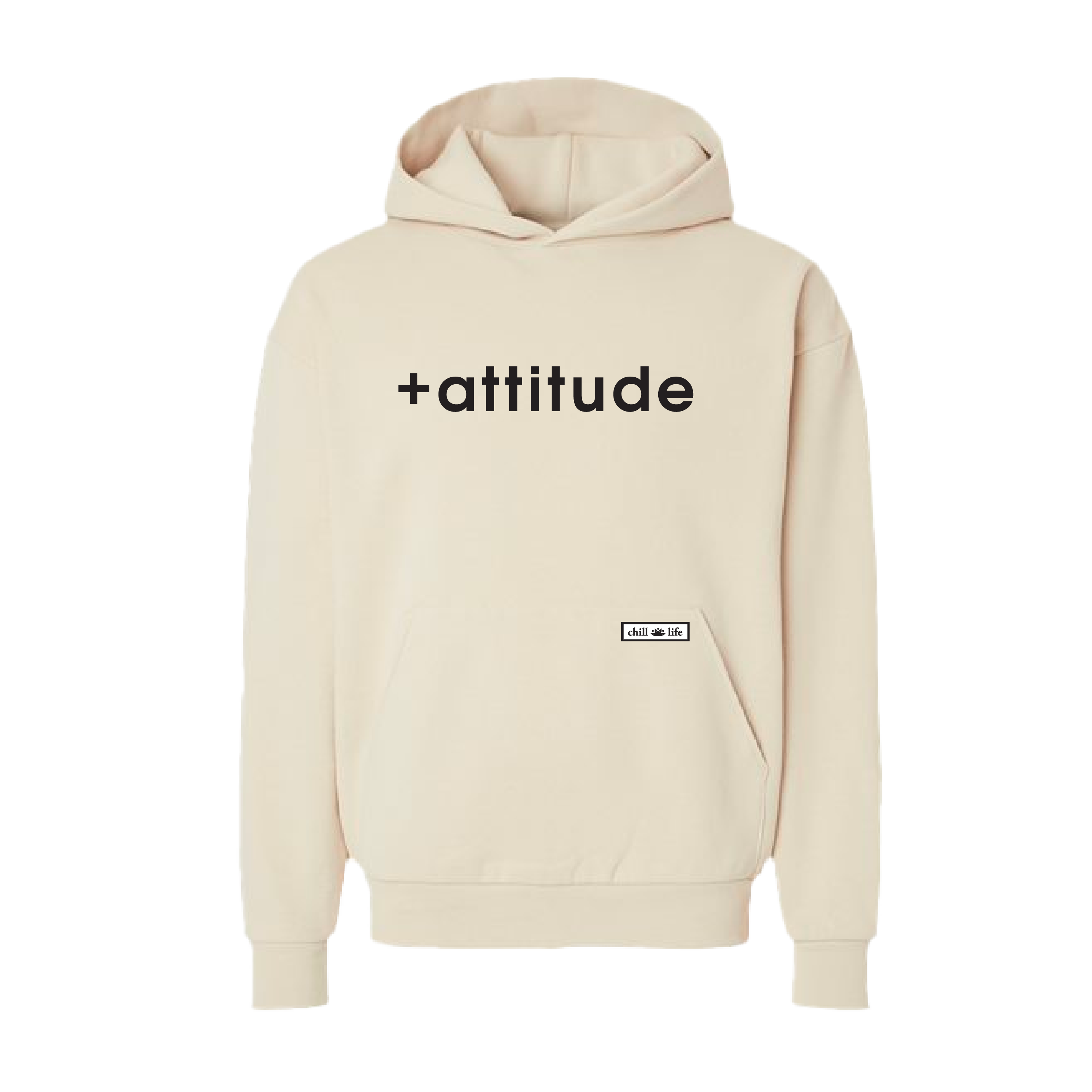 +attitude Hoodie - Ivory chill life style