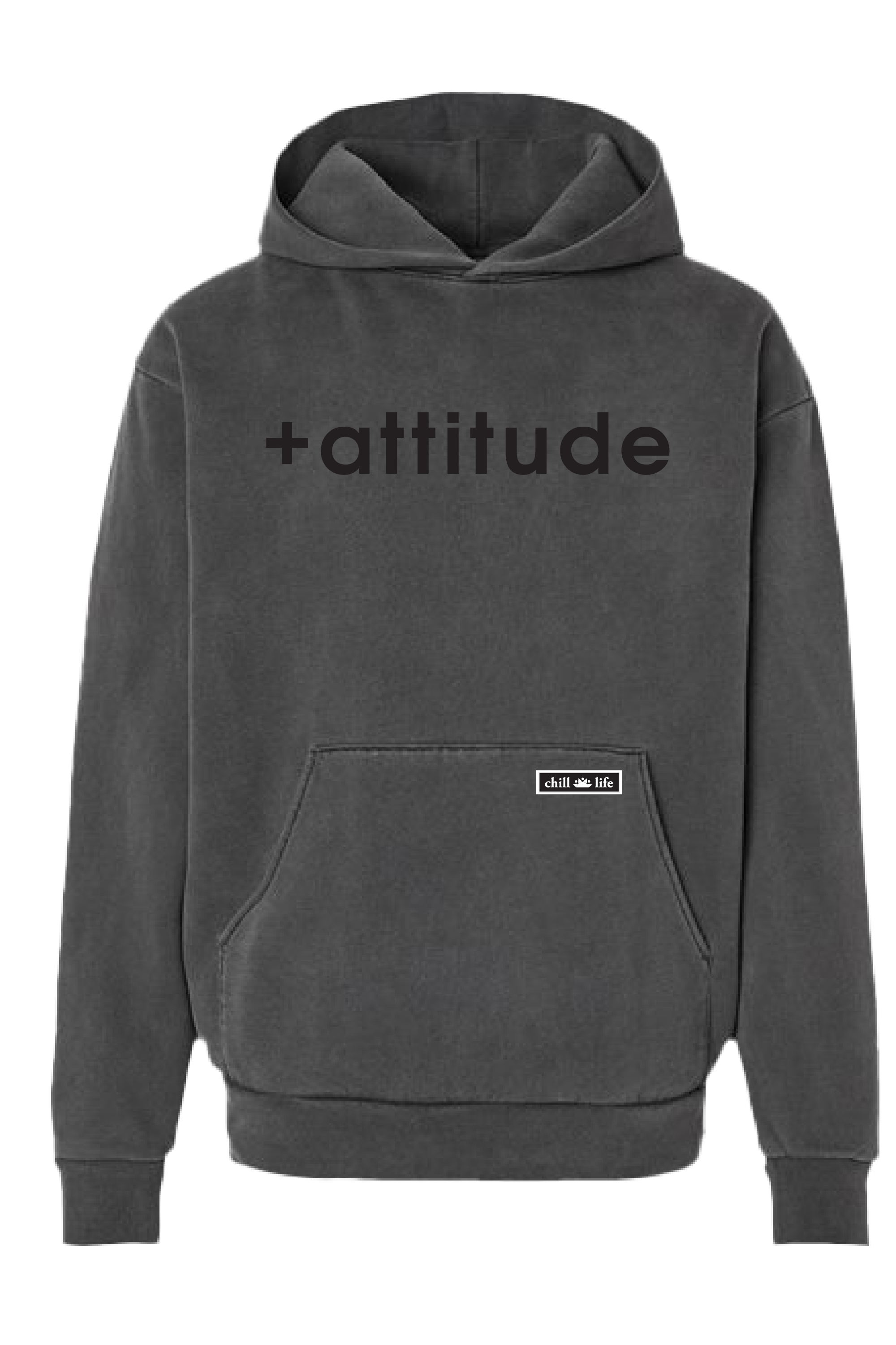 +attitude Hoodie - Vintage Charcoal chill life style