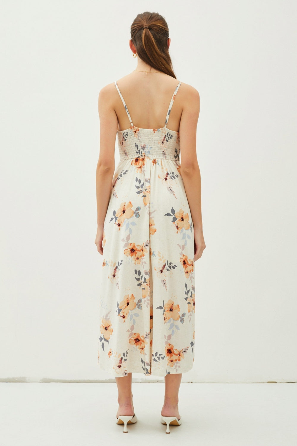 Be Cool Floral Button Down Cami Midi Dress Trendsi