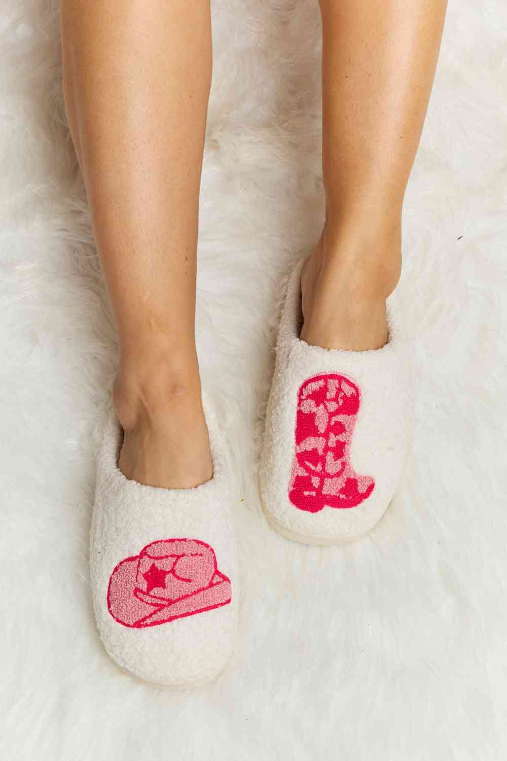 Melody Printed Plush Slide Slippers Trendsi