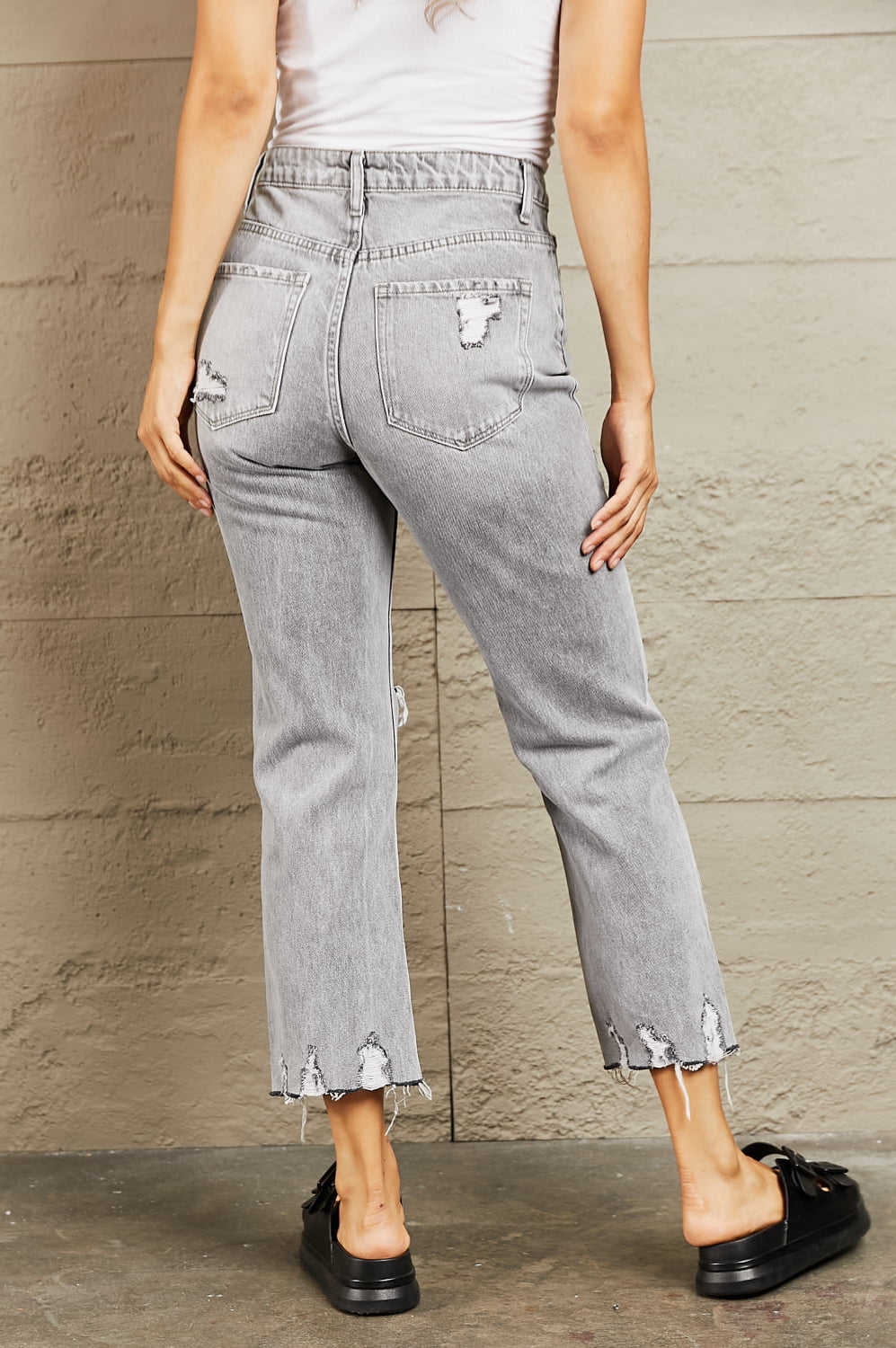 BAYEAS High Waisted Cropped Mom Jeans Trendsi