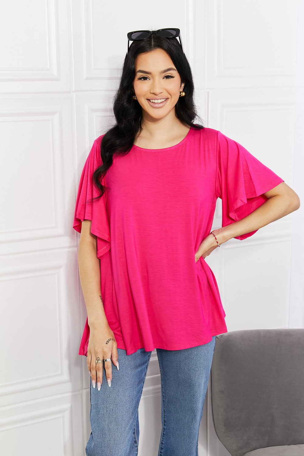 Yelete More Than Words Flutter Sleeve Top Yelete