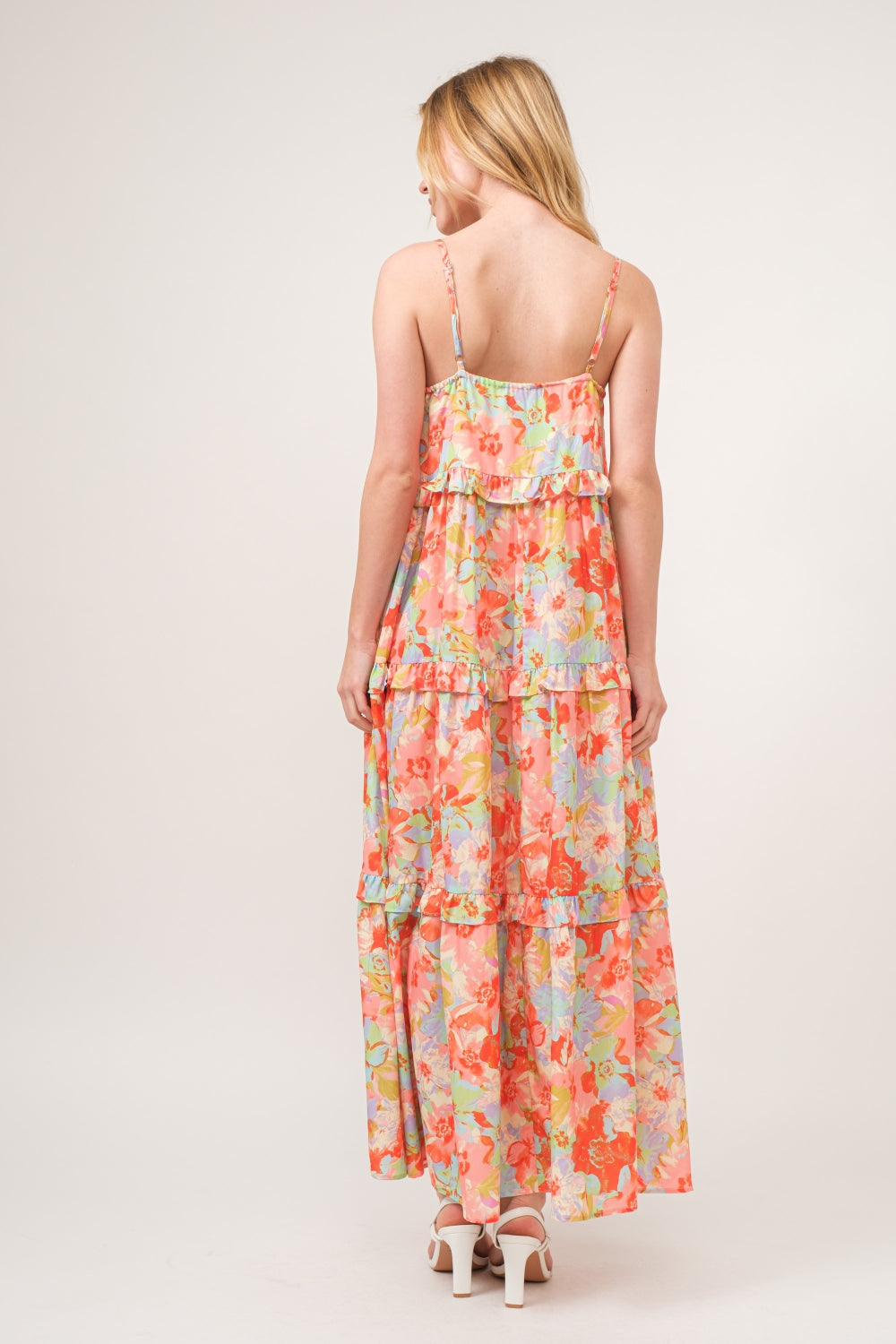 And The Why Floral Ruffled Tiered Maxi Cami Dress Trendsi