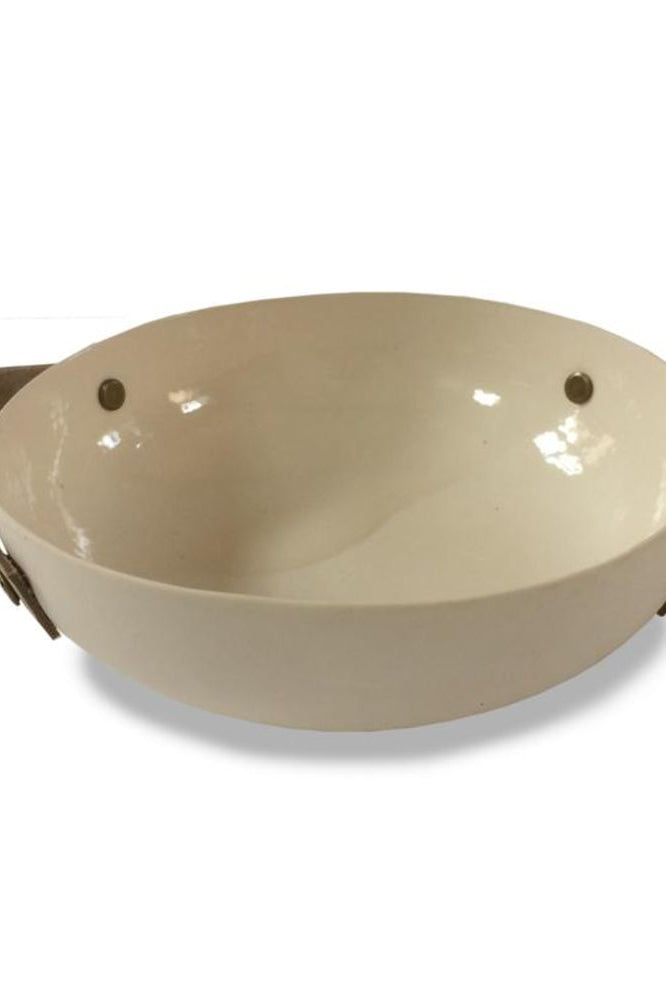 BOWL - HANDMADE WITH LEATHER HANDLES - 17CM The Groovalution